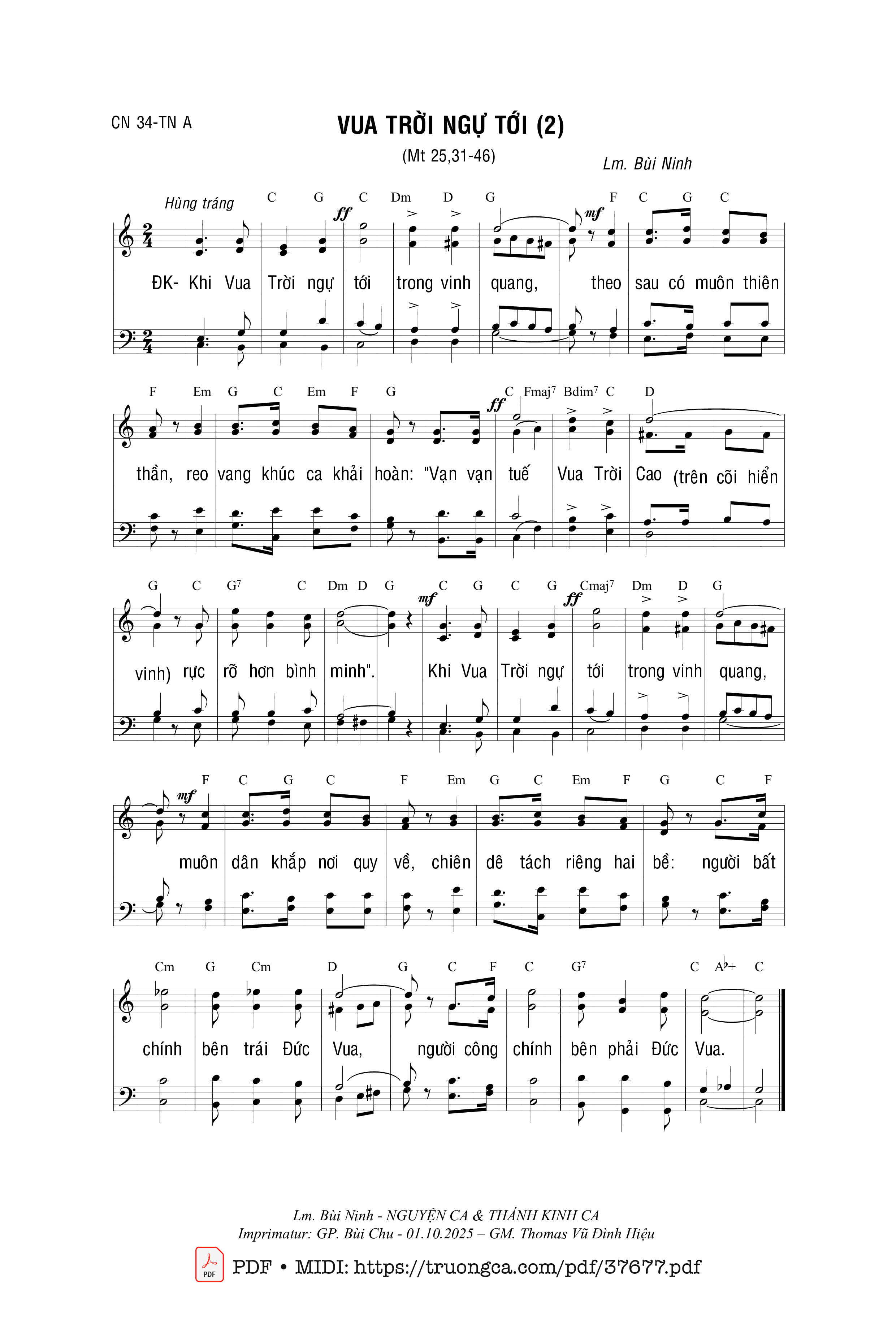 Trang 2 của Sheet nhạc PDF bài hát Vua Trời Ngự Tới - Bùi Ninh