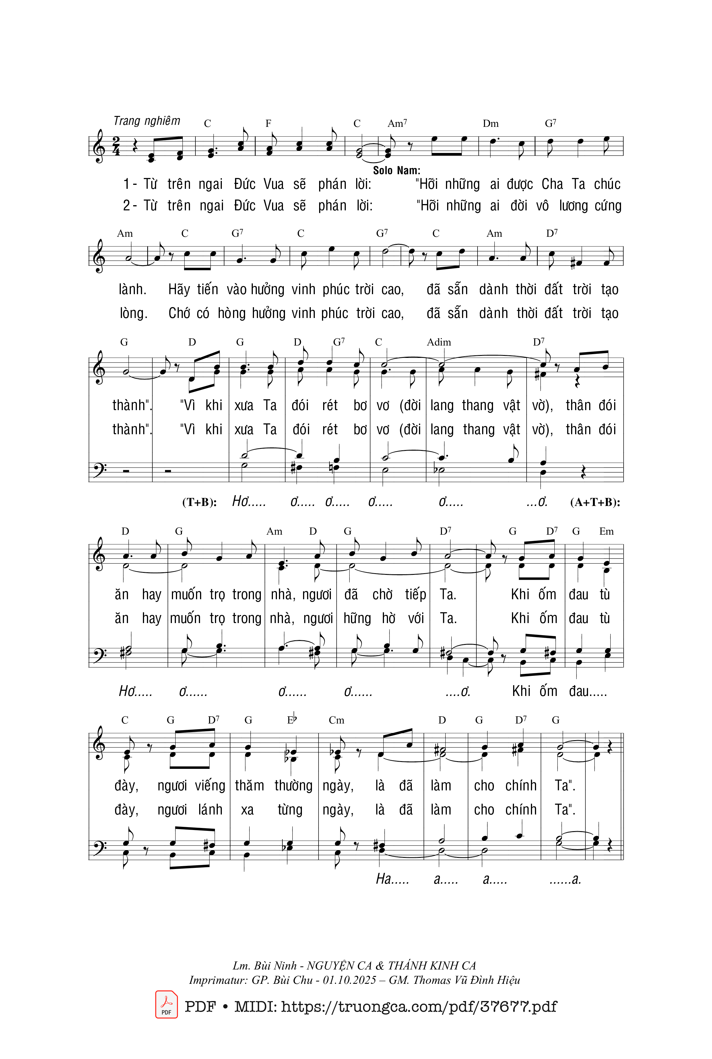 Trang 3 của Sheet nhạc PDF bài hát Vua Trời Ngự Tới - Bùi Ninh