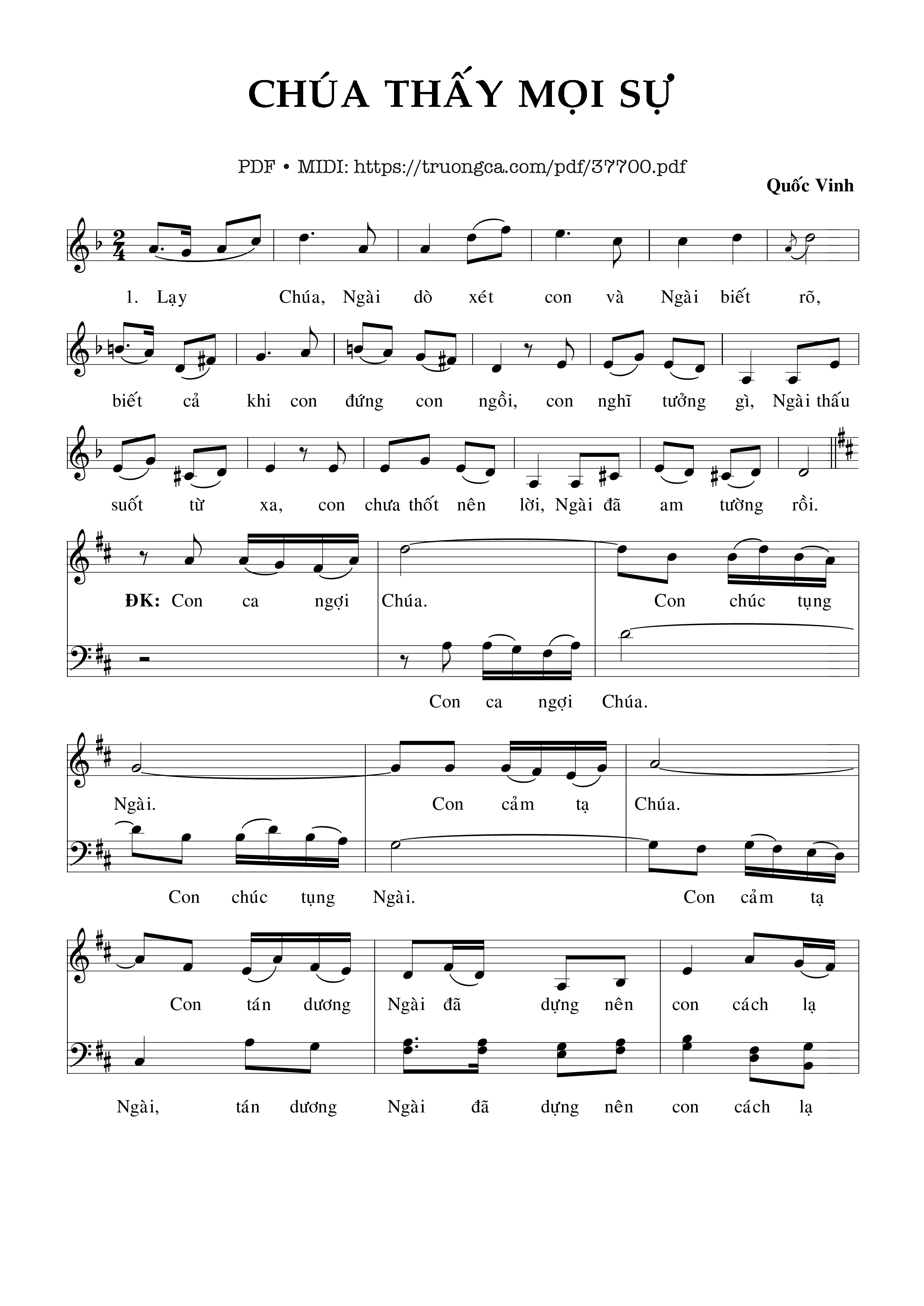 Trang 1 của Sheet nhạc PDF bài hát Thánh Vịnh 138, Chúa Thấy Mọi Sự - Quốc Vinh