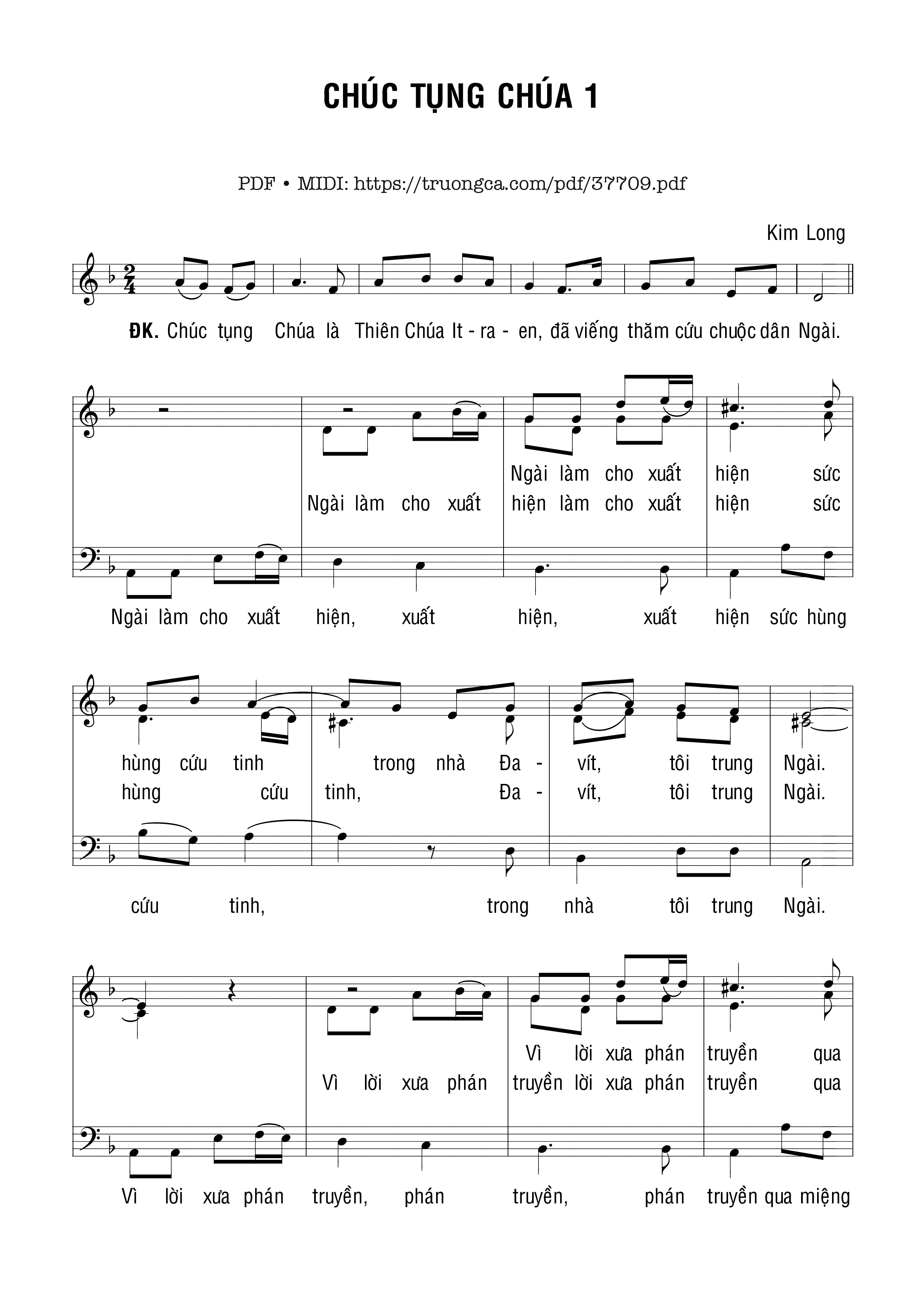 Trang 1 của Sheet nhạc PDF bài hát Chúc Tụng Chúa I - Kim Long