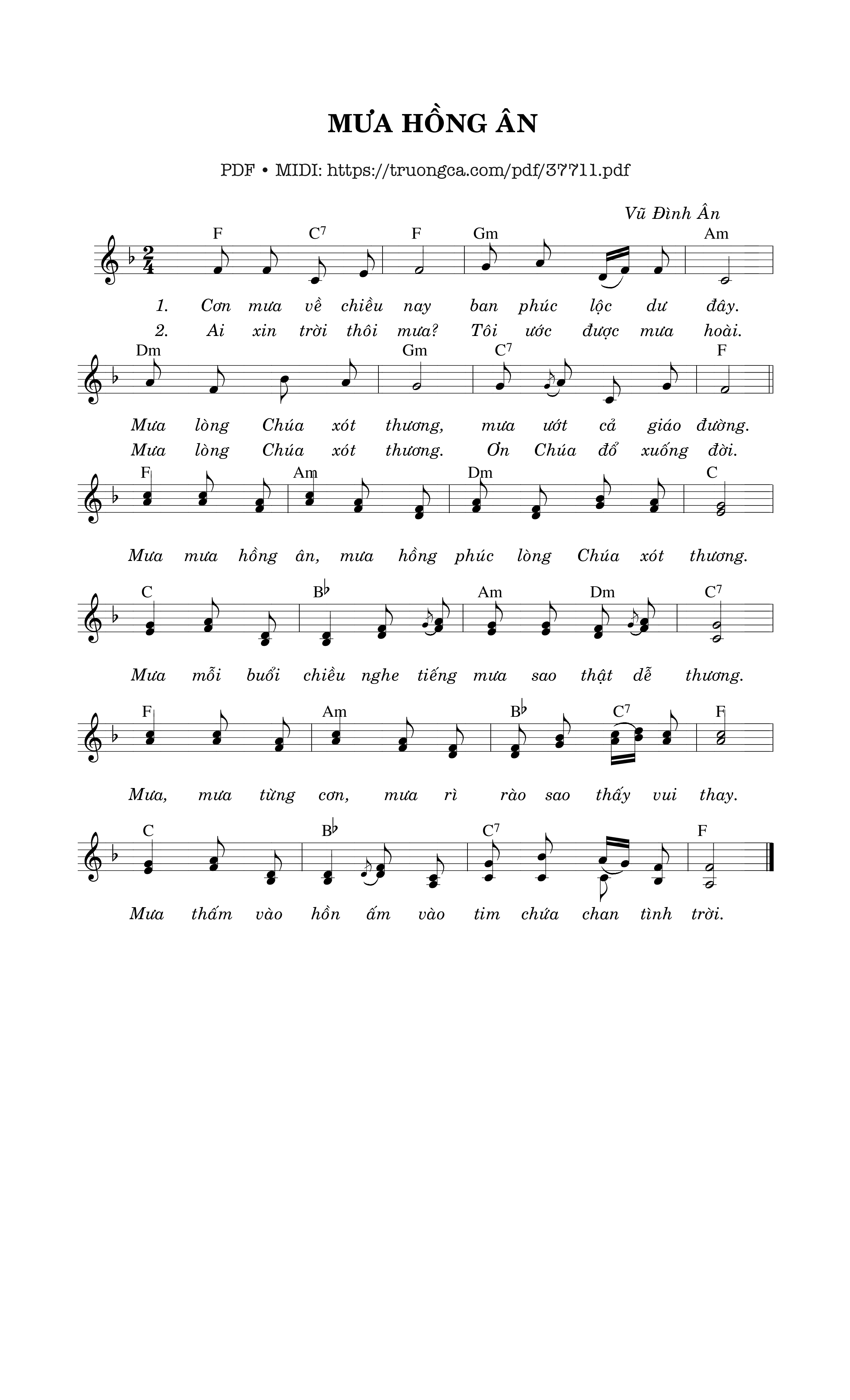 Trang 1 của Sheet nhạc PDF bài hát Mưa Hồng Ân - Vũ Đình Ân