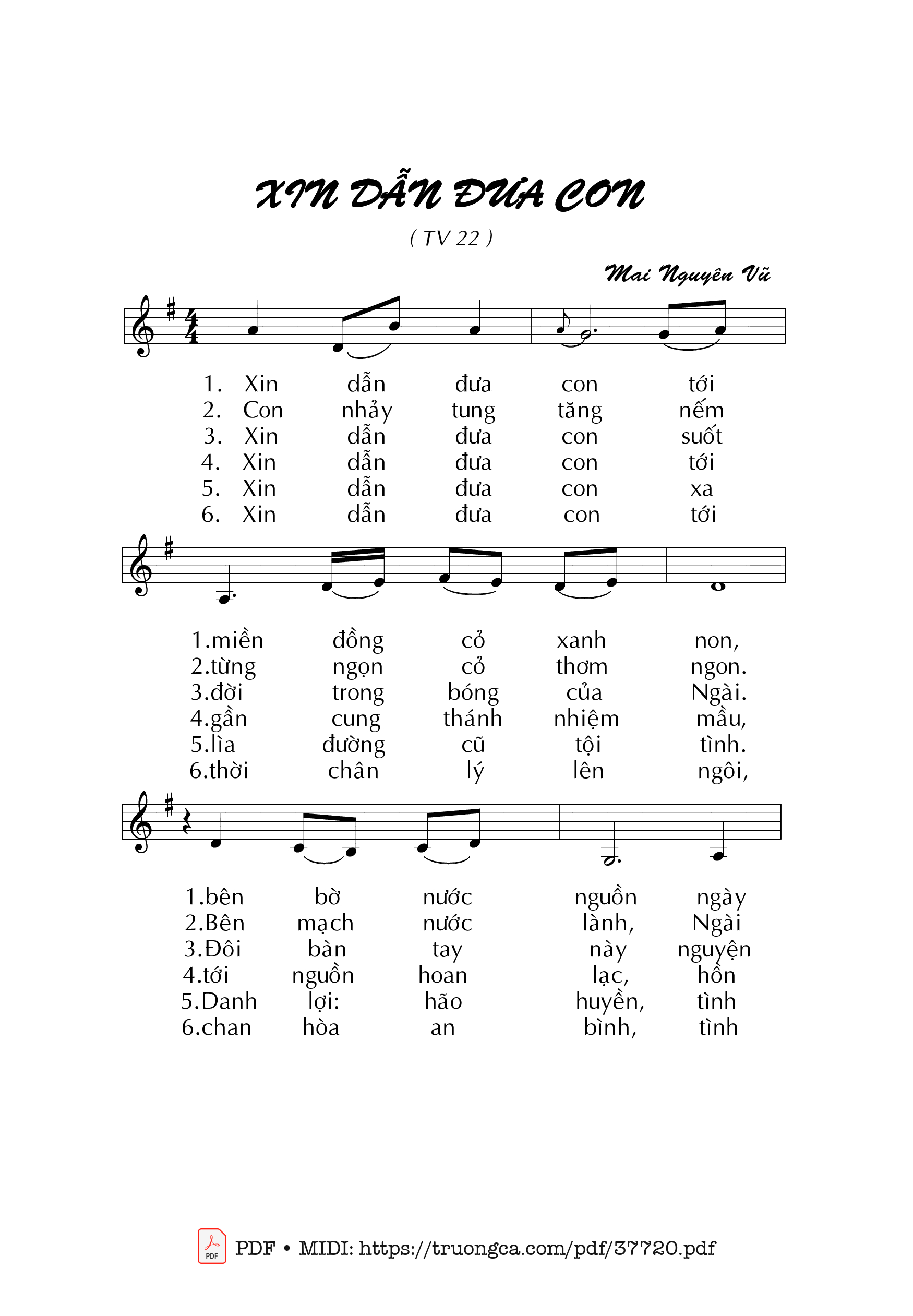 Trang 1 của Sheet nhạc PDF bài hát Thánh Vịnh 22, Xin Dẫn Đưa Con - Mai Nguyên Vũ