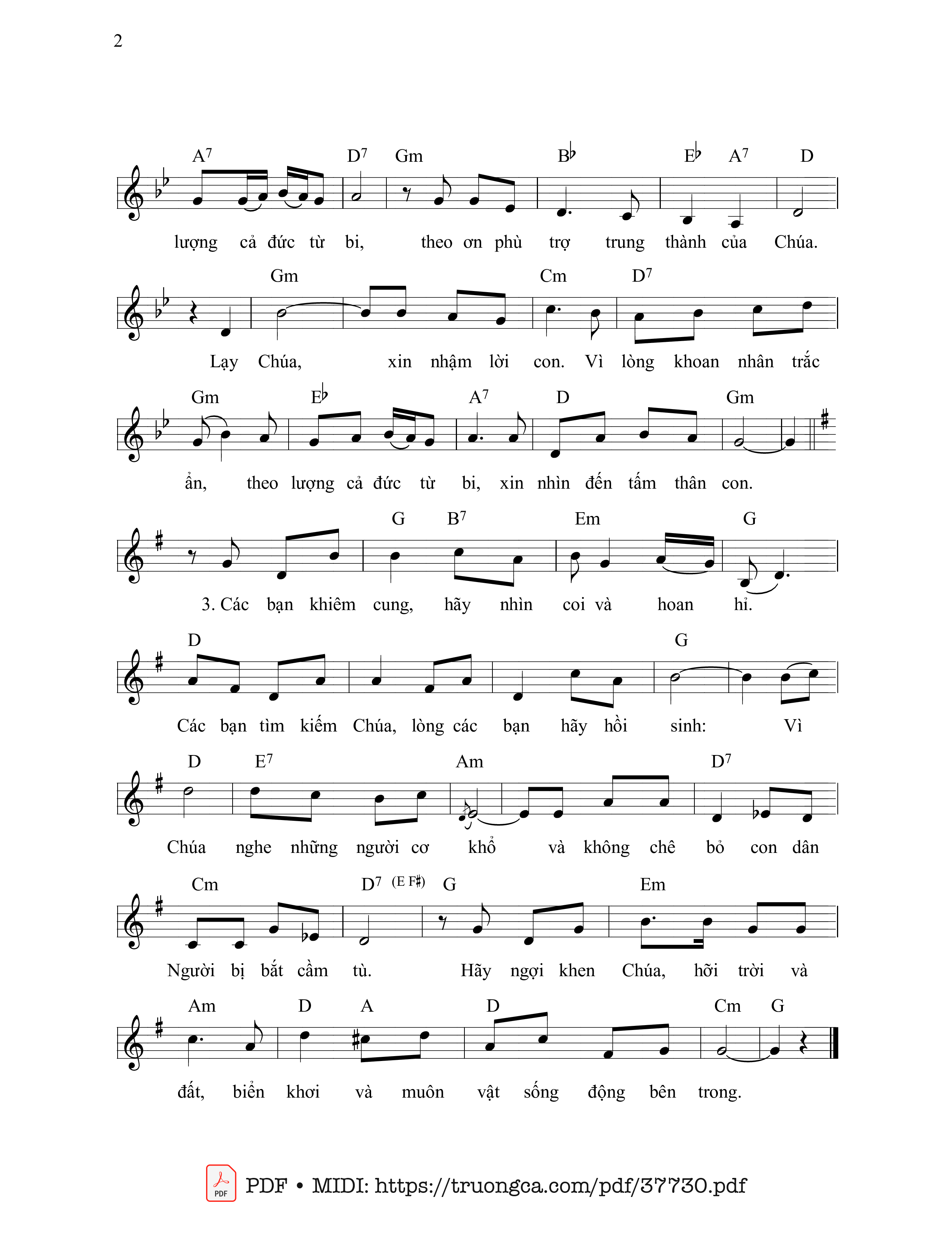 Trang 2 của Sheet nhạc PDF bài hát Thánh Vịnh 68, Cả Đức Từ Bi - Phùng Minh Mẫn