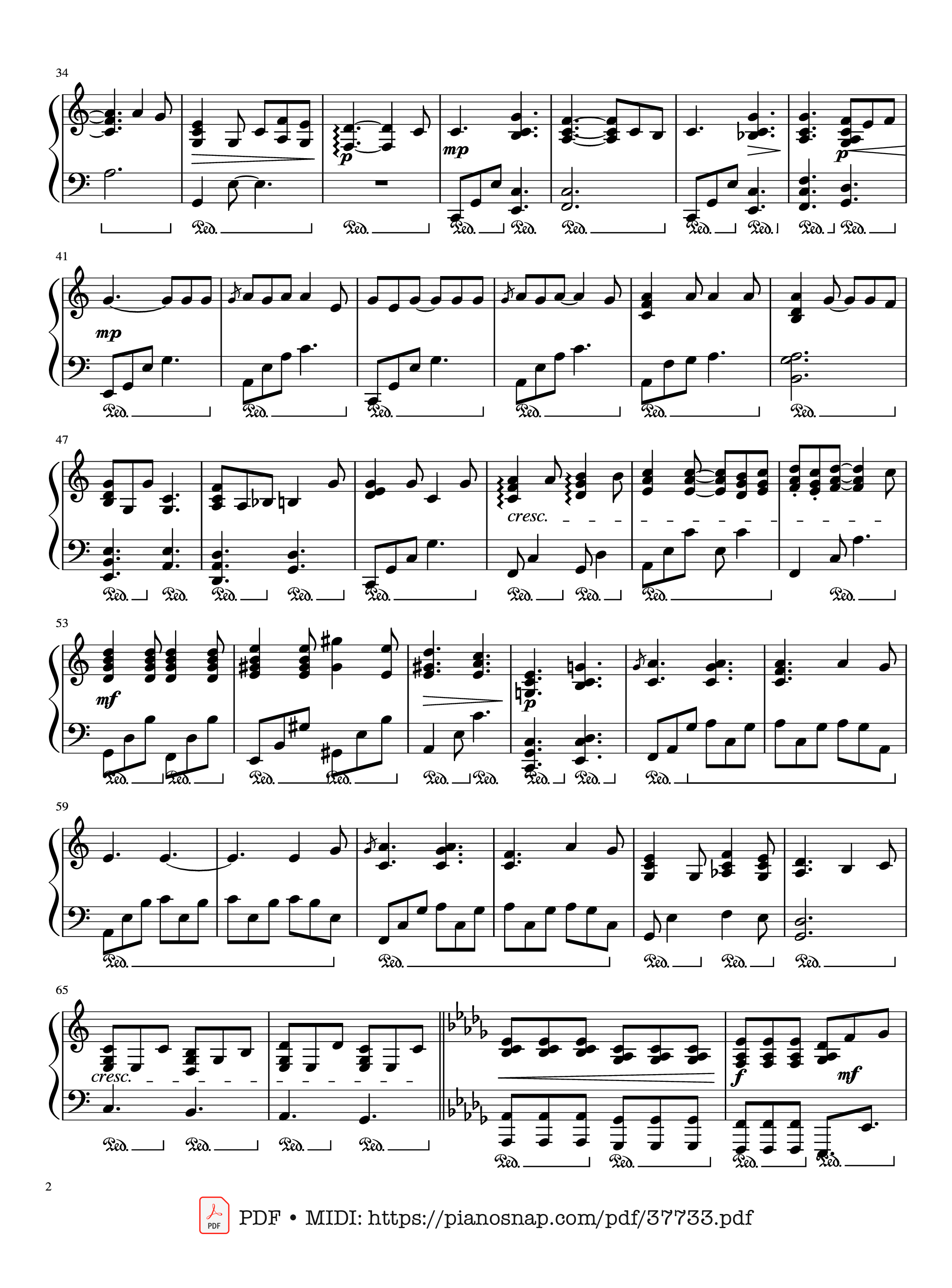 Trang 2 của Sheet nhạc PDF Piano bài hát Hallelujah Piano - Leonard Cohen
