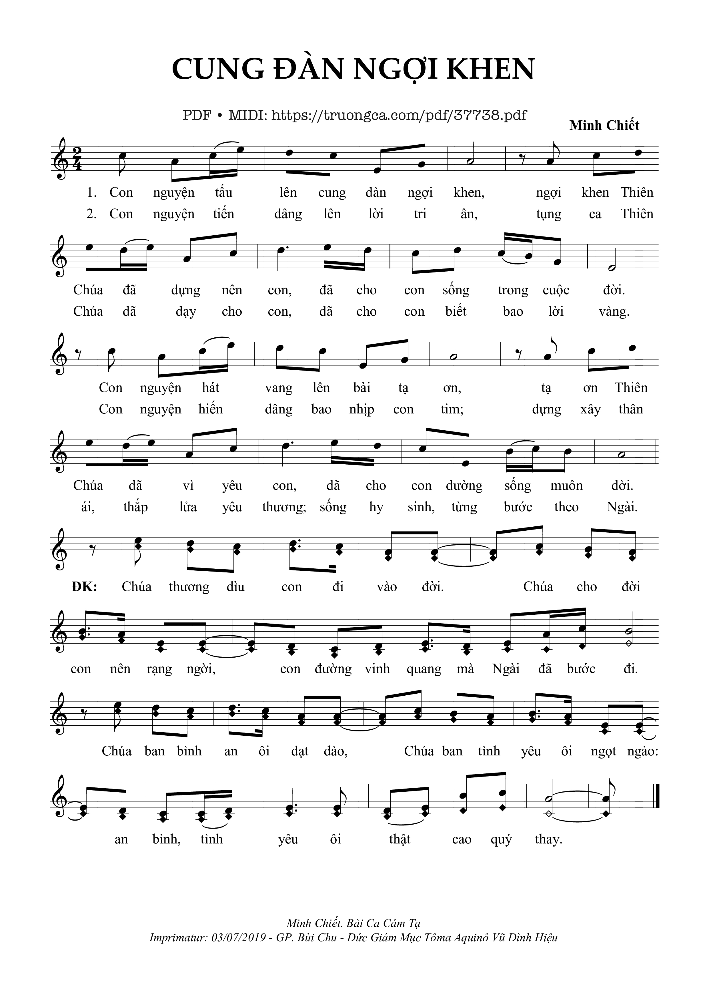 Trang 1 của Sheet nhạc PDF bài hát Cung Đàn Ngợi Khen - Minh Chiết