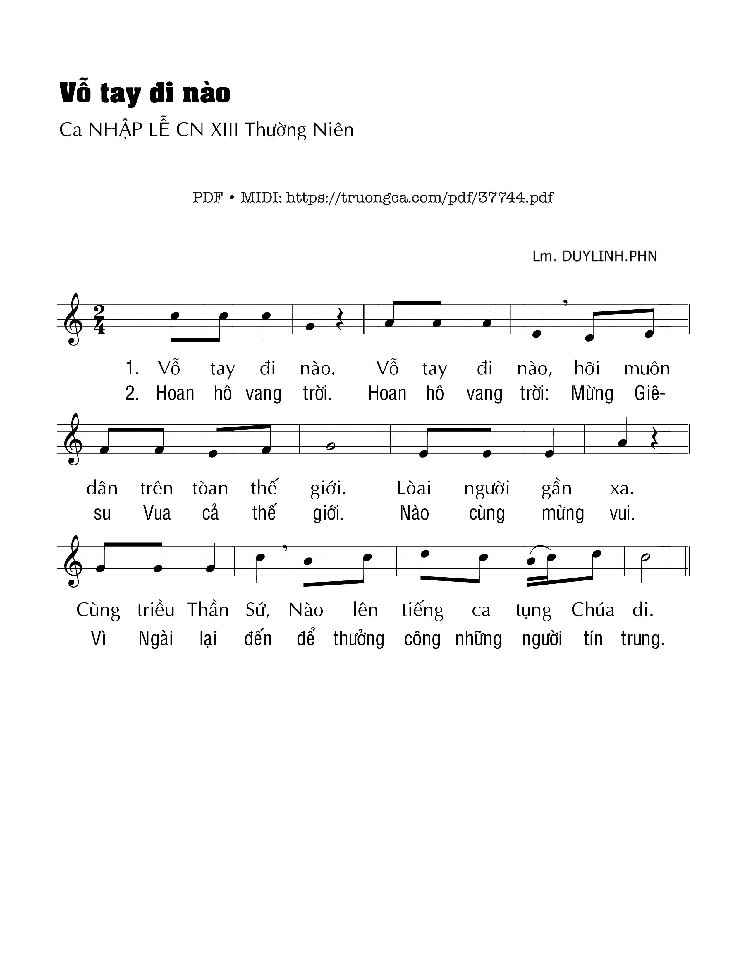Trang 1 của Sheet nhạc PDF bài hát Vỗ Tay Đi Nào - Duy Linh Phn