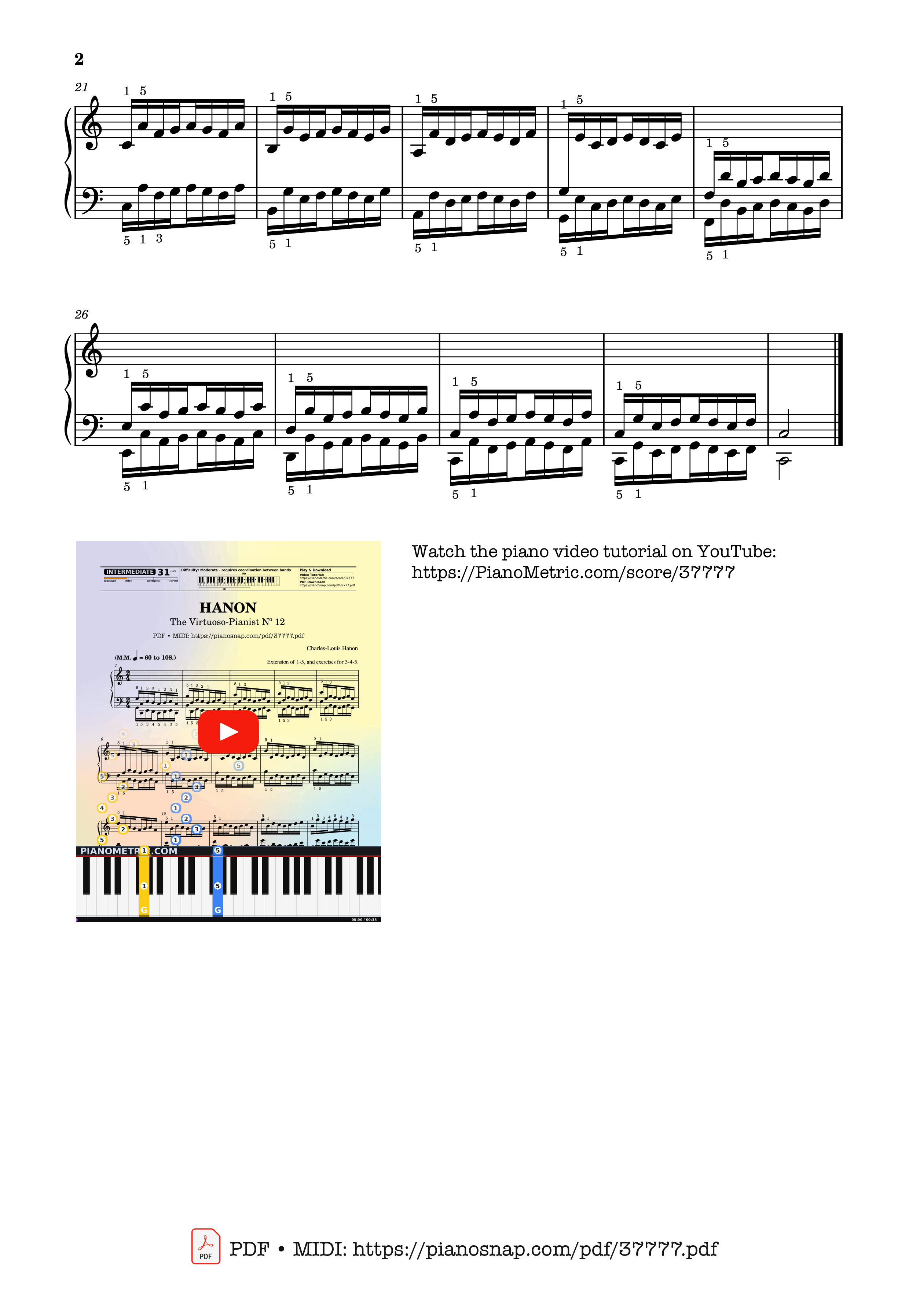 Trang 2 của Sheet nhạc PDF bài hát Hanon - The Virtuoso Pianist No. 12 - Charles-Louis Hanon