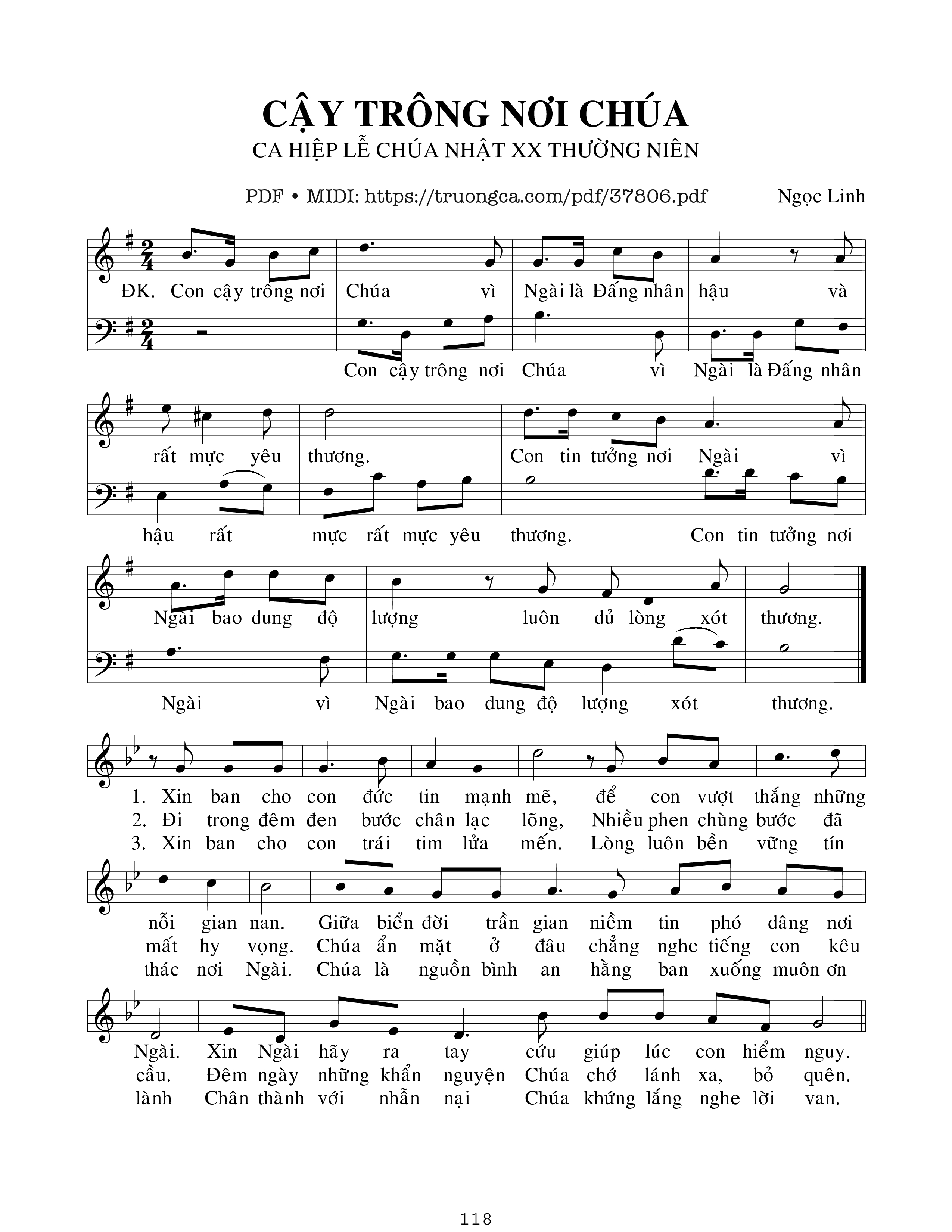 Trang 1 của Sheet nhạc PDF bài hát Cậy Trông Nơi Chúa - Ngọc Linh