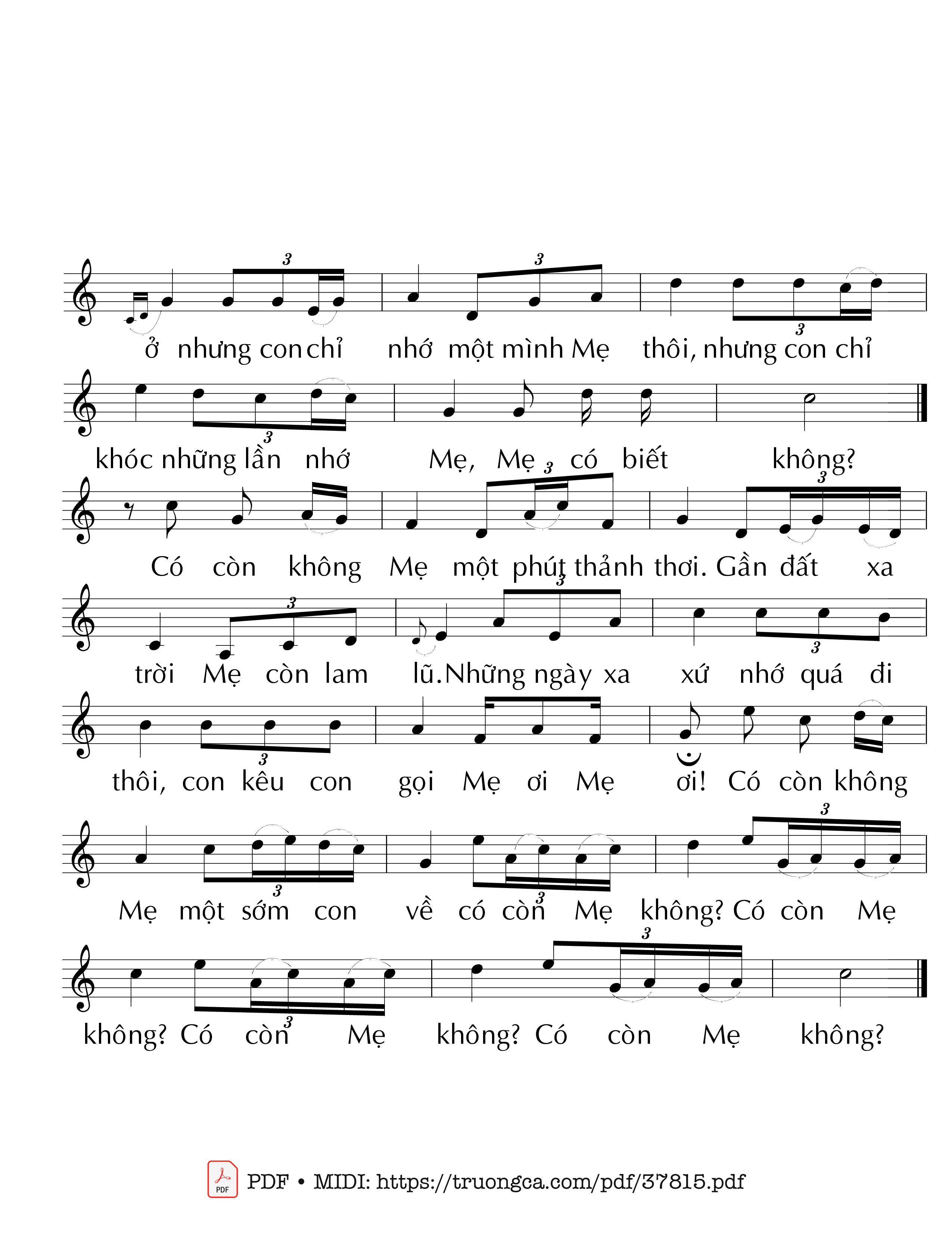 Trang 2 của Sheet nhạc PDF bài hát Có Còn Không Mẹ? - Mai Nguyên Vũ (Thơ: Nguyên Thoại)
