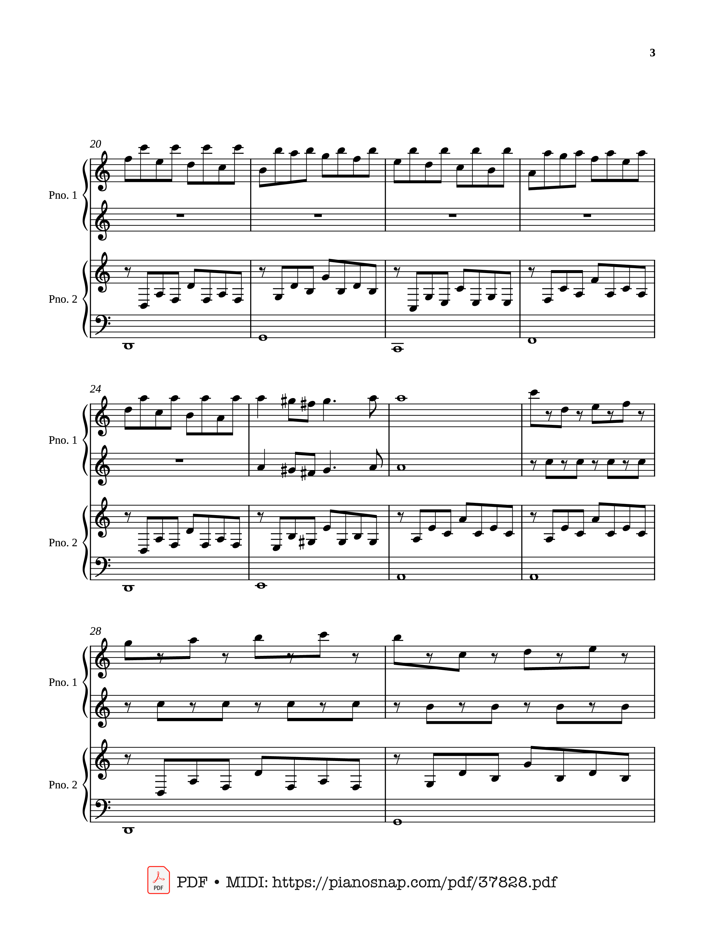 Trang 3 của Sheet nhạc PDF Piano bài hát Passacaglia - Four hands - Johan Halvorsen