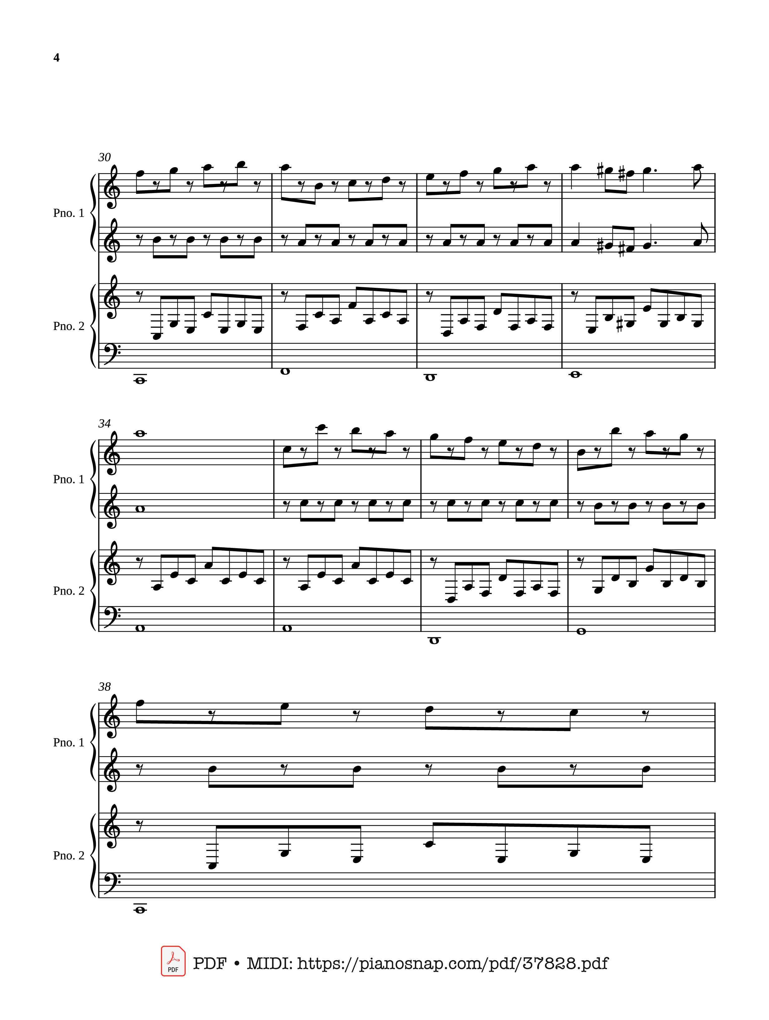 Trang 4 của Sheet nhạc PDF Piano bài hát Passacaglia - Four hands - Johan Halvorsen