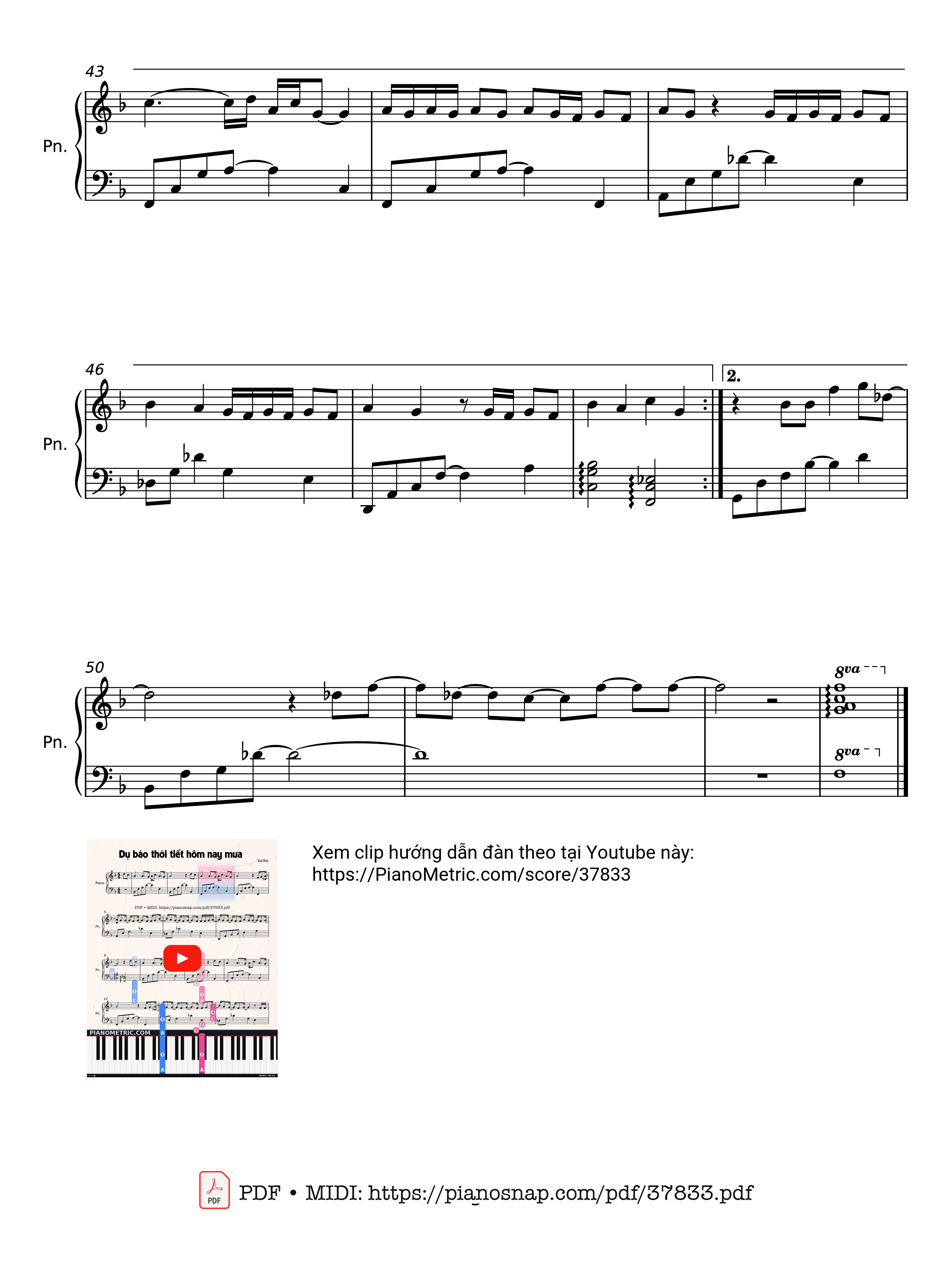 Trang 3 của Sheet nhạc PDF Piano bài hát Dự báo thời tiết hôm nay mưa - Yuriko