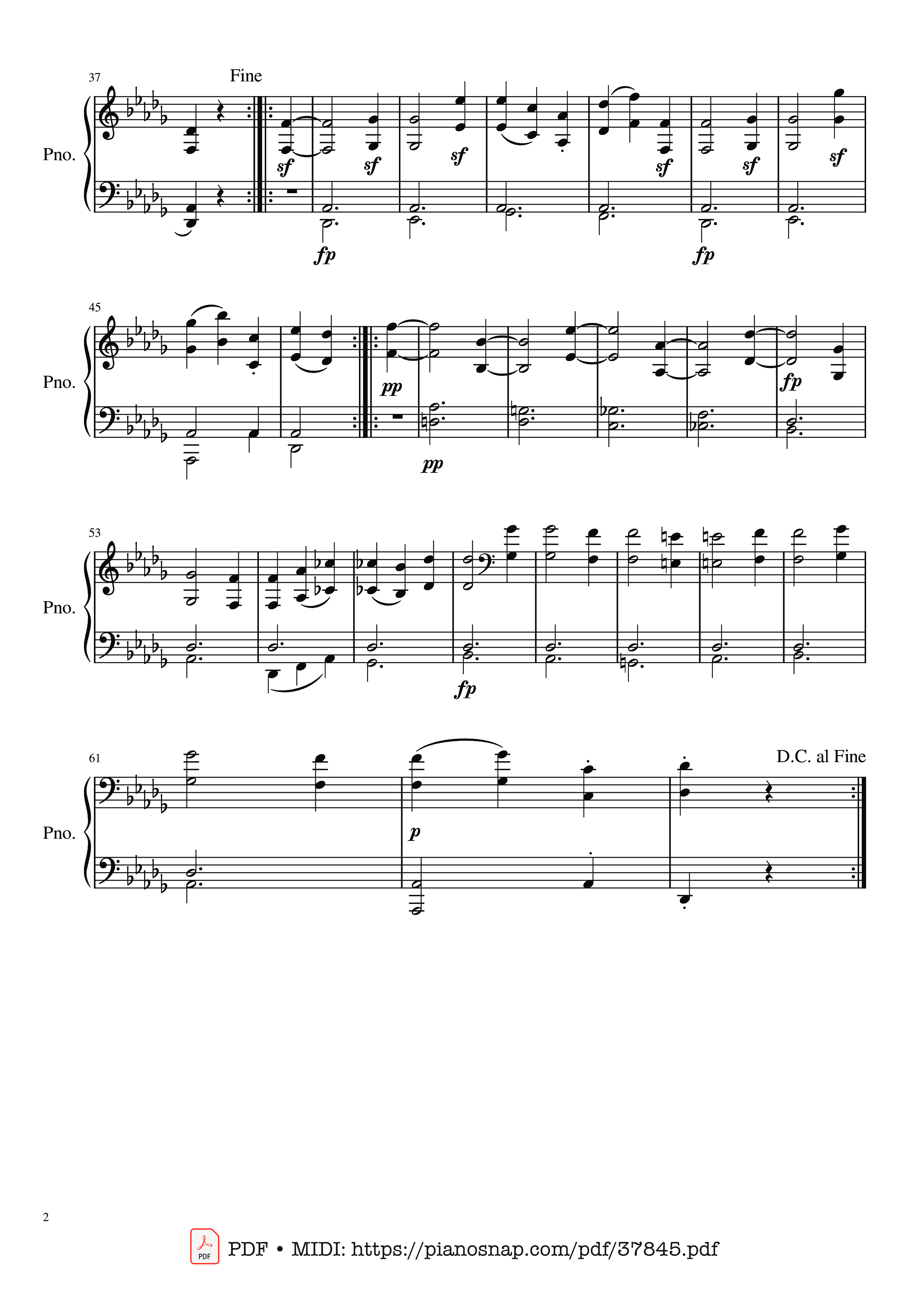 Trang 2 của Sheet nhạc PDF Piano bài hát Sonata No. 14 Moonlight 2nd Movement Piano - Ludwig van Beethoven