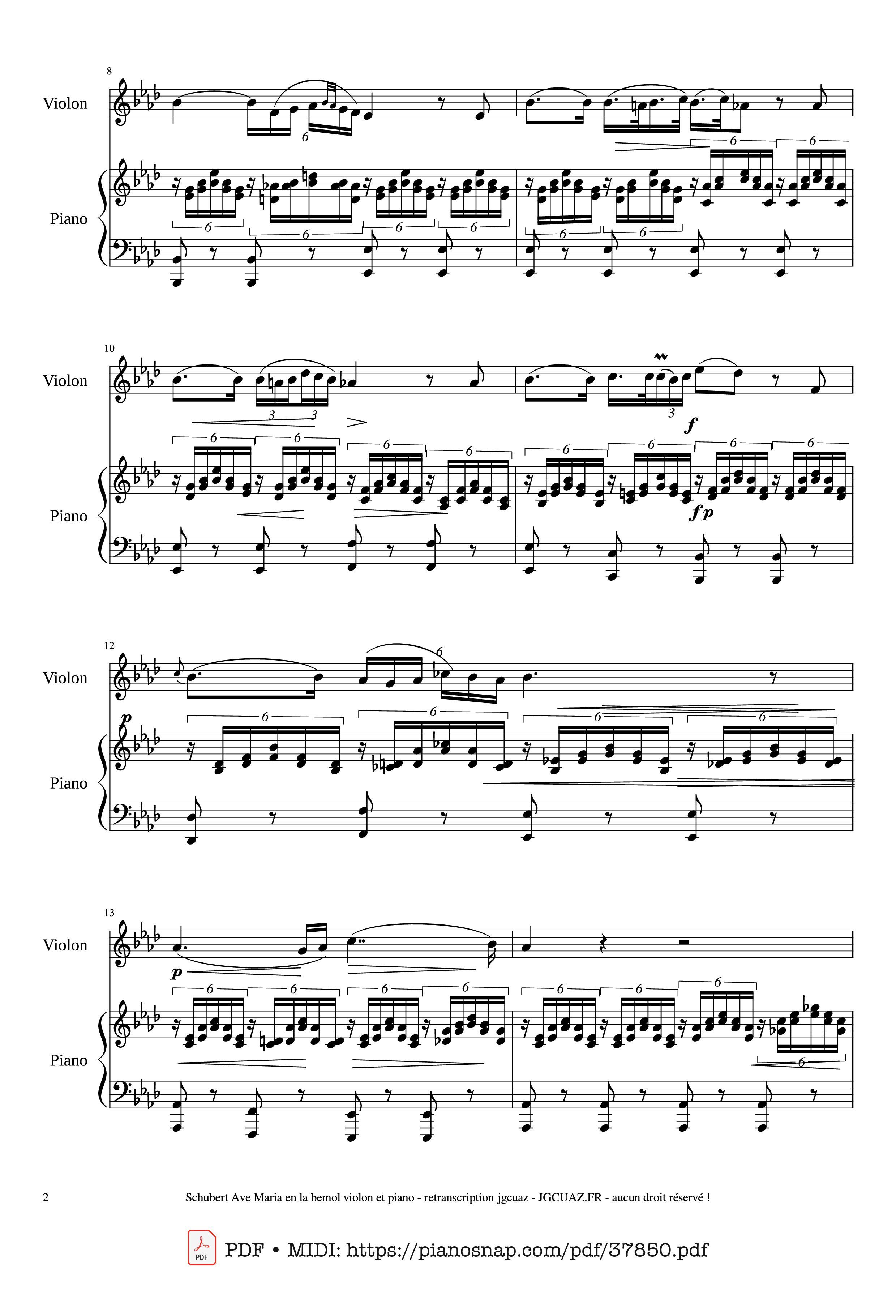 Trang 2 của Sheet nhạc PDF Piano bài hát Ave Maria for violon and piano - Franz Schubert Schubert