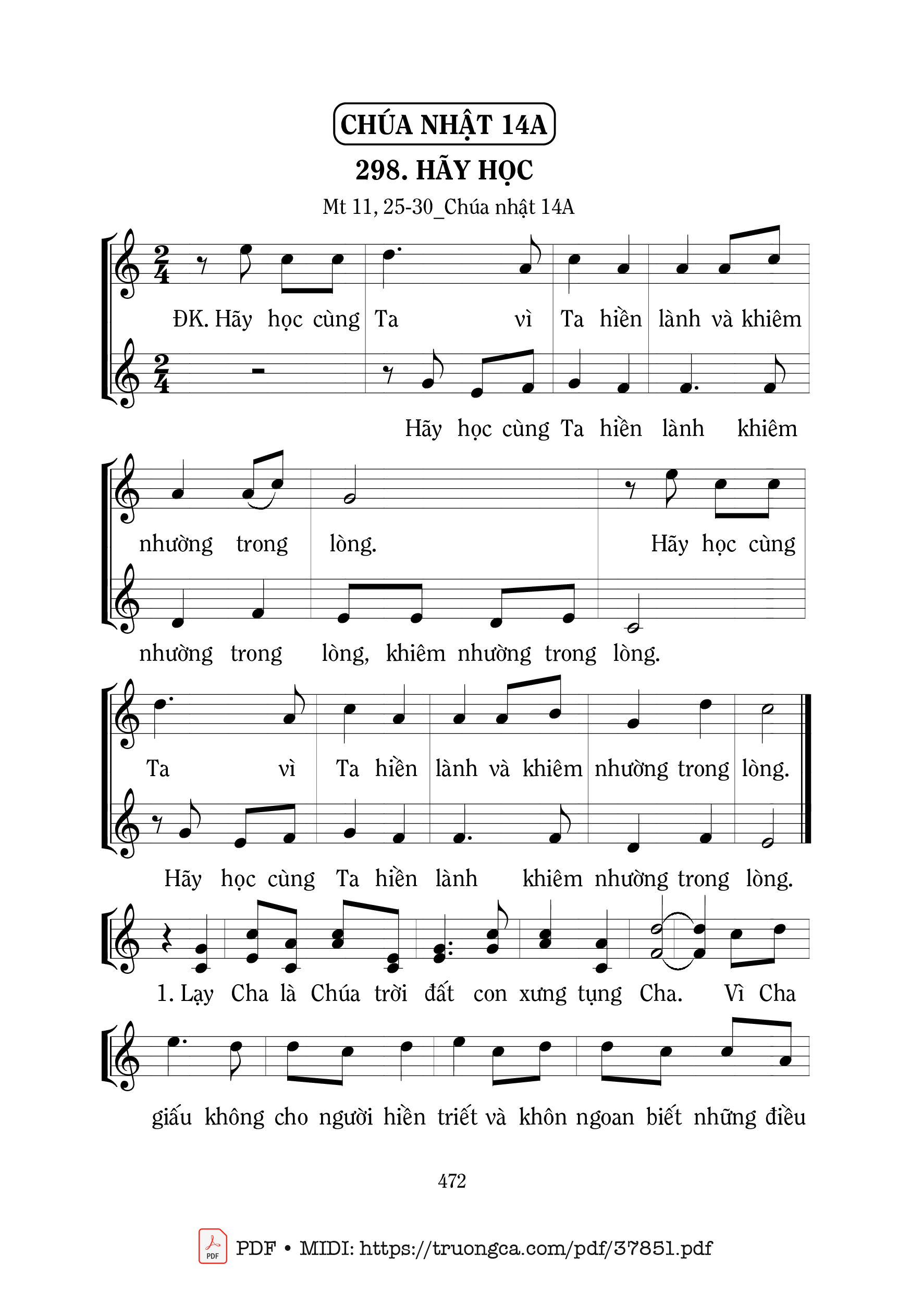 Trang 1 của Sheet nhạc PDF bài hát Hãy Học Cùng Ta - Mi Trầm
