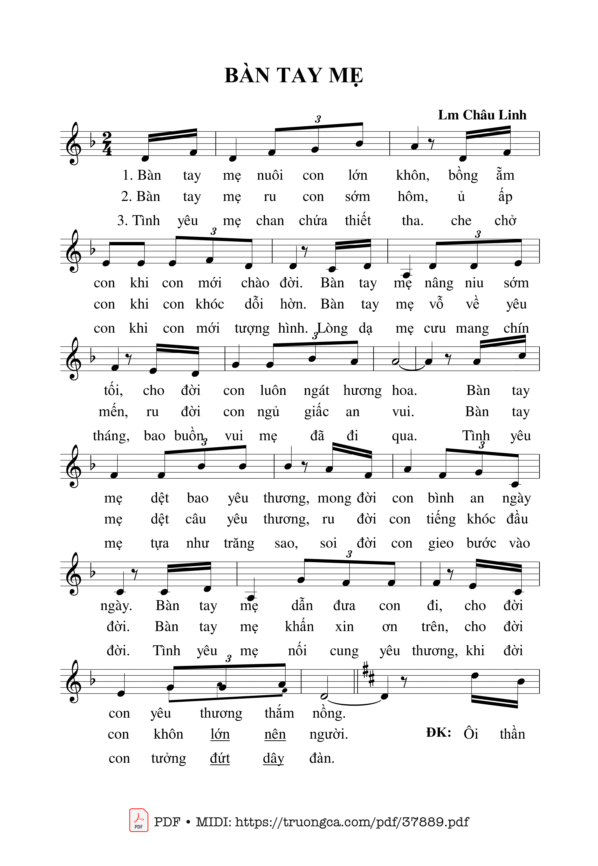 Trang 1 của Sheet nhạc PDF bài hát Bàn Tay Mẹ - Châu Linh
