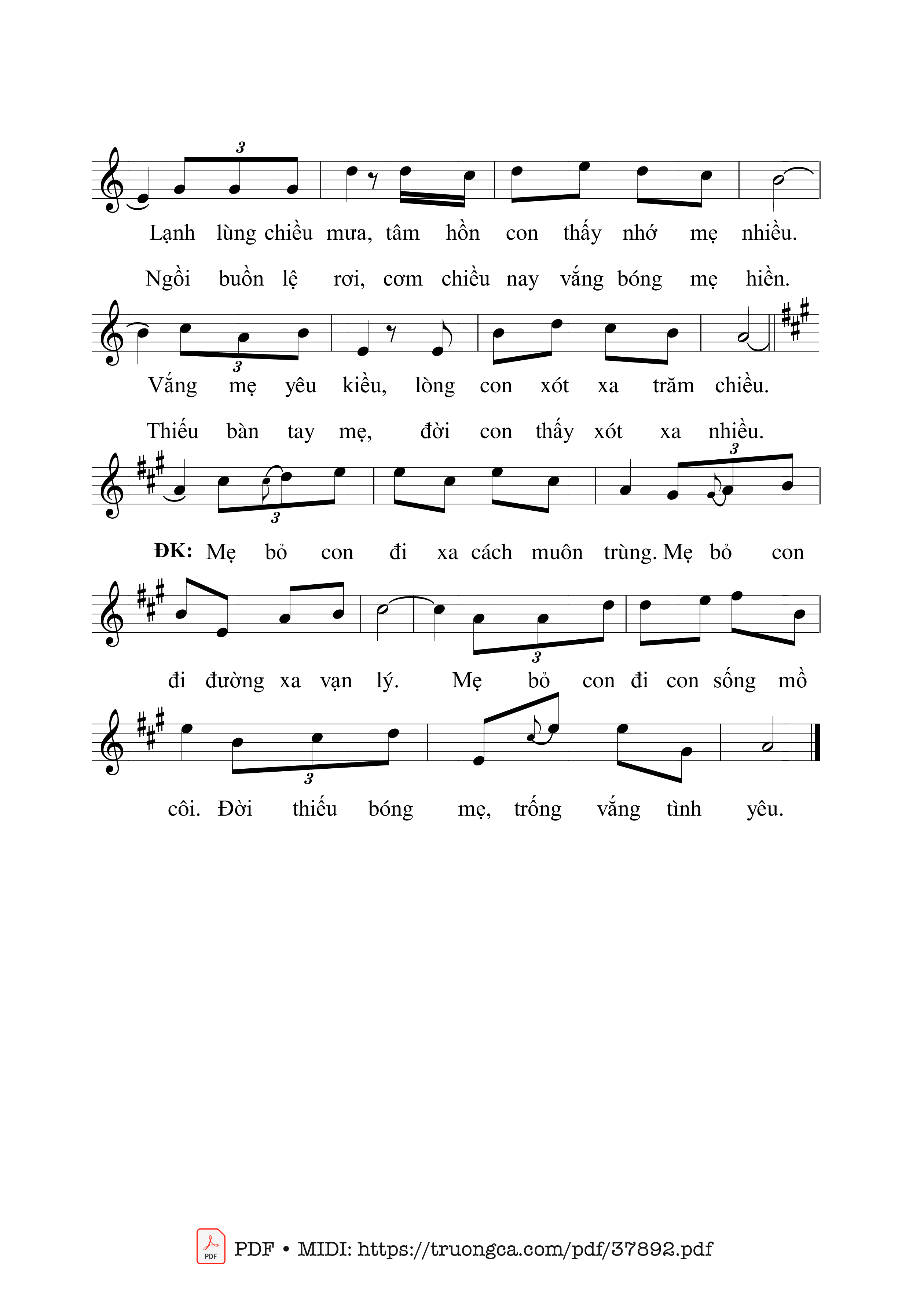 Trang 2 của Sheet nhạc PDF bài hát Đời Vắng Mẹ - Châu Linh