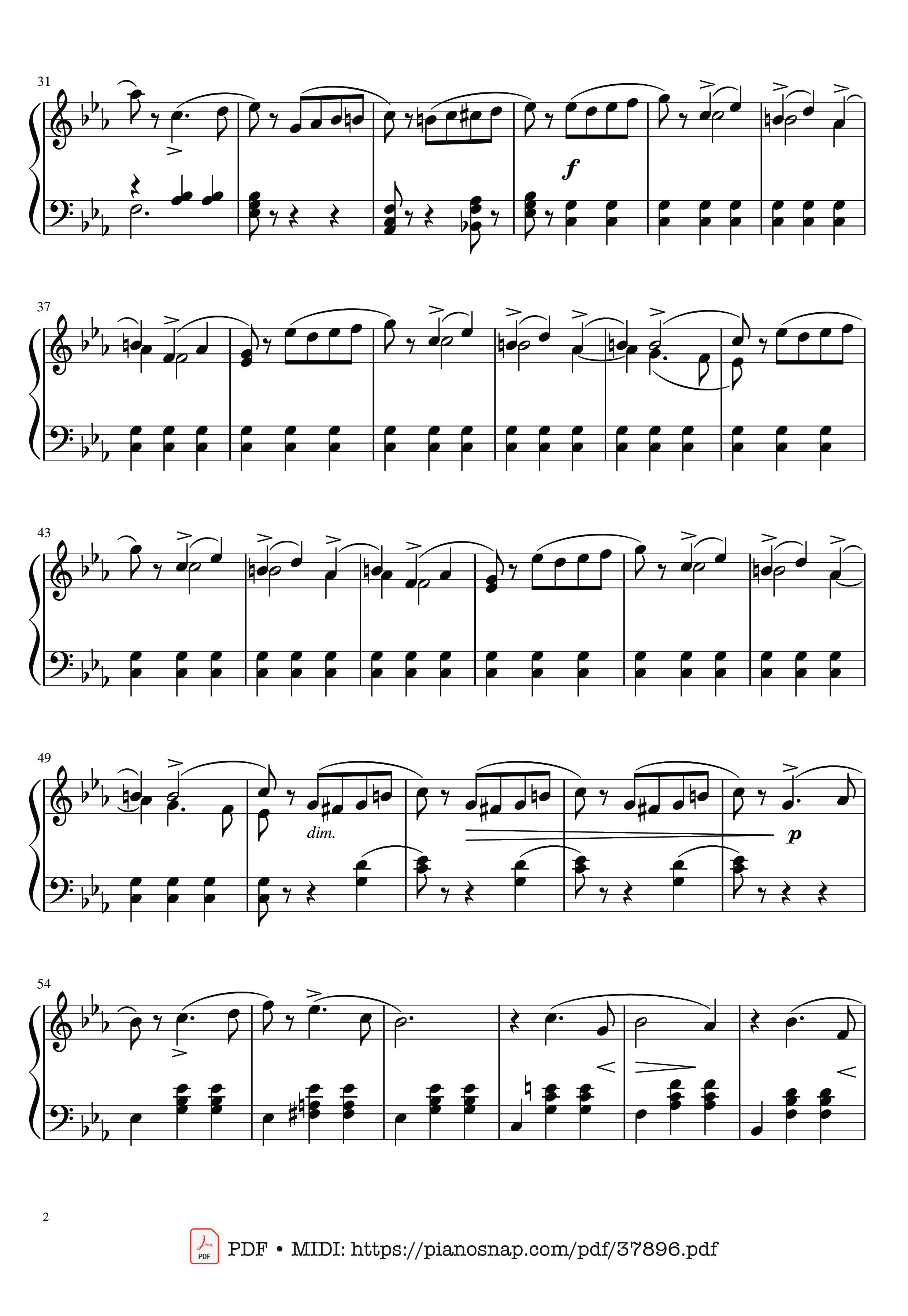 Trang 2 của Sheet nhạc PDF Piano bài hát Waltz, Tchaikovsky, Album for the young - Pyotr Ilyich Tchaikovsky