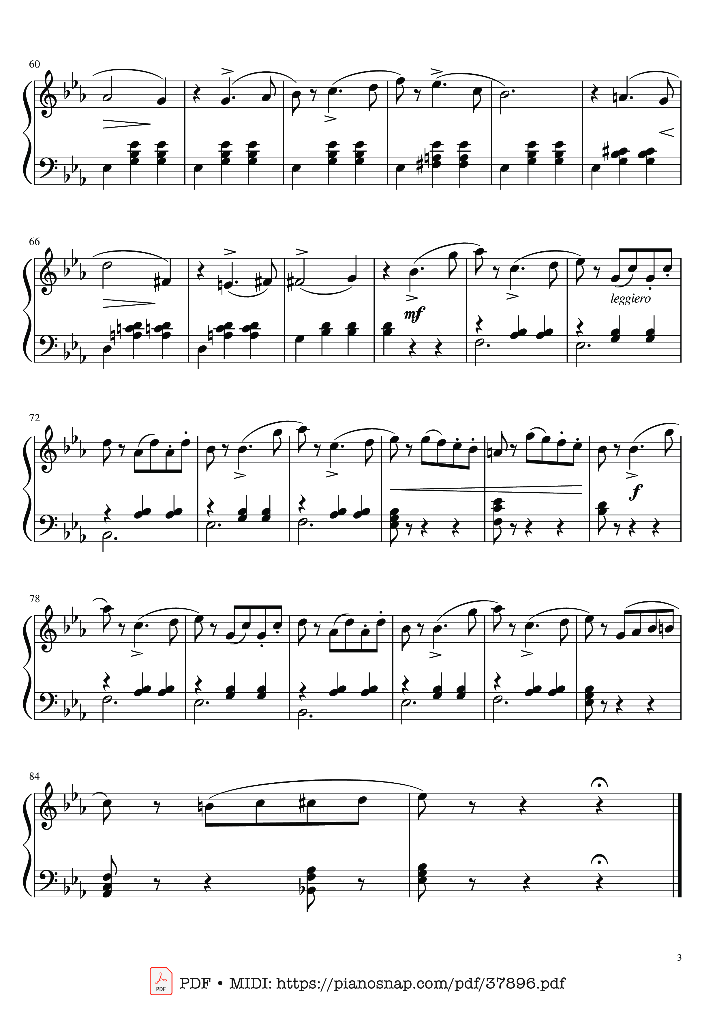 Trang 3 của Sheet nhạc PDF Piano bài hát Waltz, Tchaikovsky, Album for the young - Pyotr Ilyich Tchaikovsky