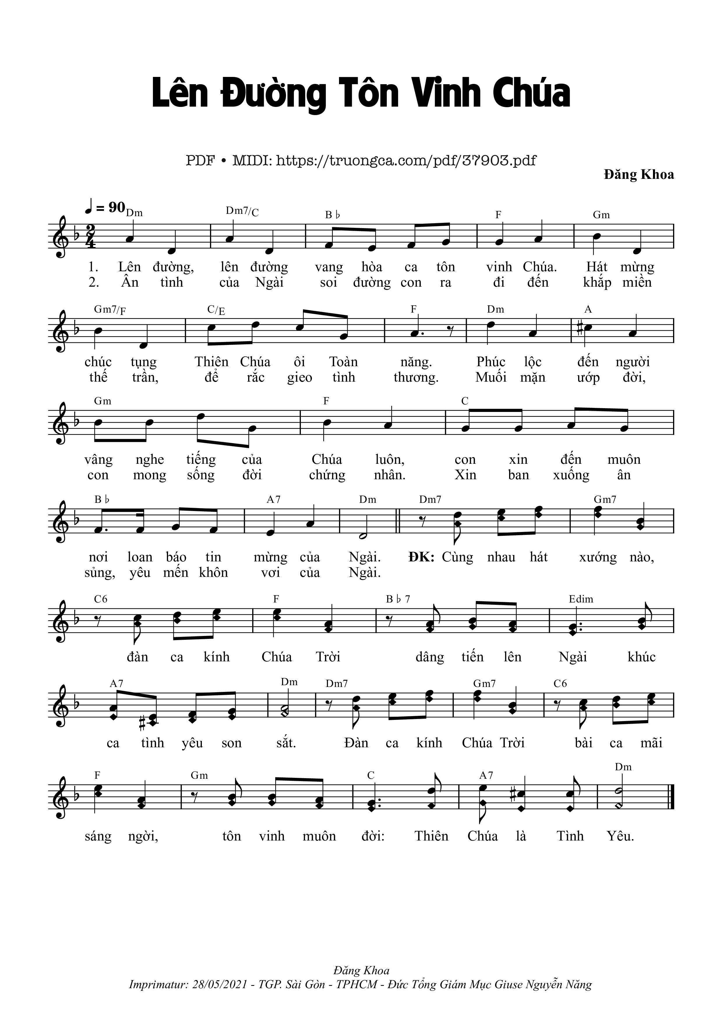 Trang 1 của Sheet nhạc PDF bài hát Lên Đường Tôn Vinh Chúa - Đăng Khoa