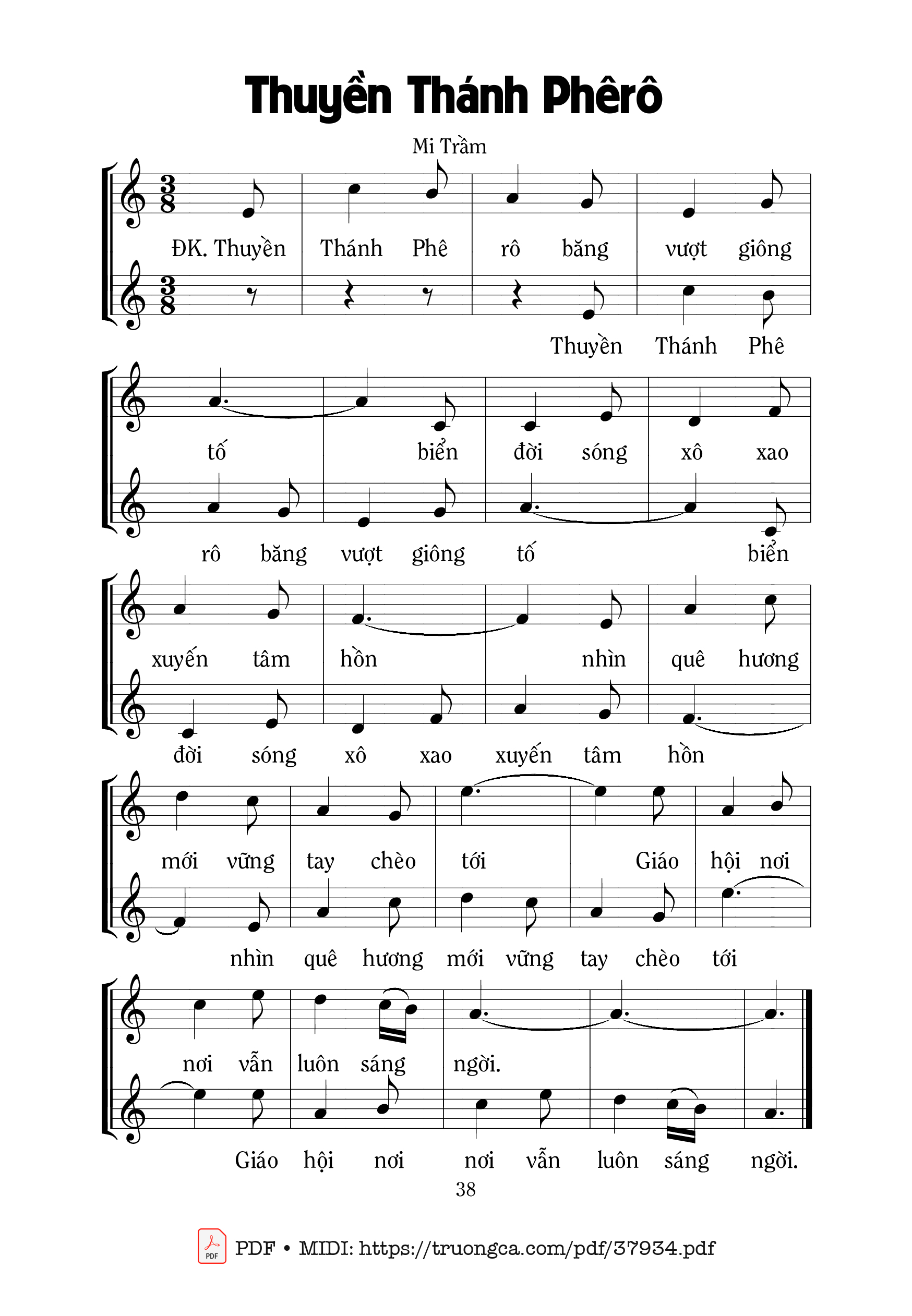 Trang 1 của Sheet nhạc PDF bài hát Thuyền Thánh Phêrô - Mi Trầm