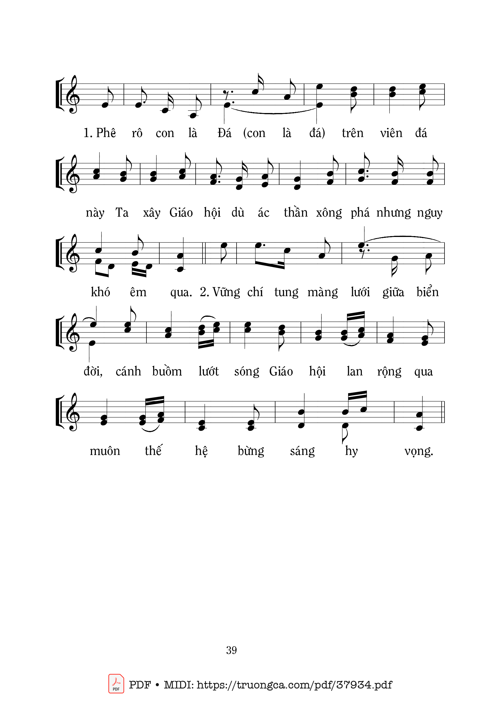 Trang 2 của Sheet nhạc PDF bài hát Thuyền Thánh Phêrô - Mi Trầm