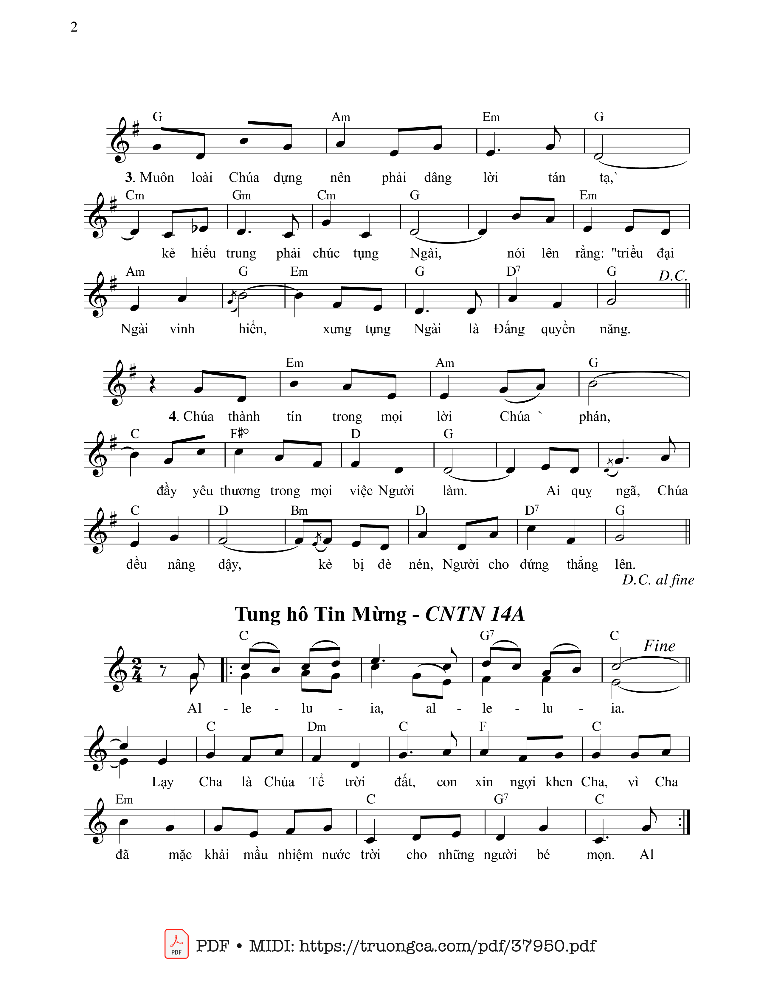 Trang 2 của Sheet nhạc PDF bài hát Thánh Vịnh 144, Chúc Tụng Thánh Danh - Ngọc Cẩn
