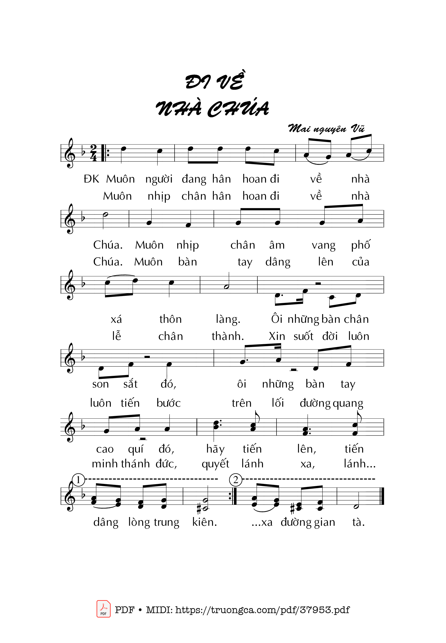 Trang 1 của Sheet nhạc PDF bài hát Đi Về Nhà Chúa - Mai Nguyên Vũ