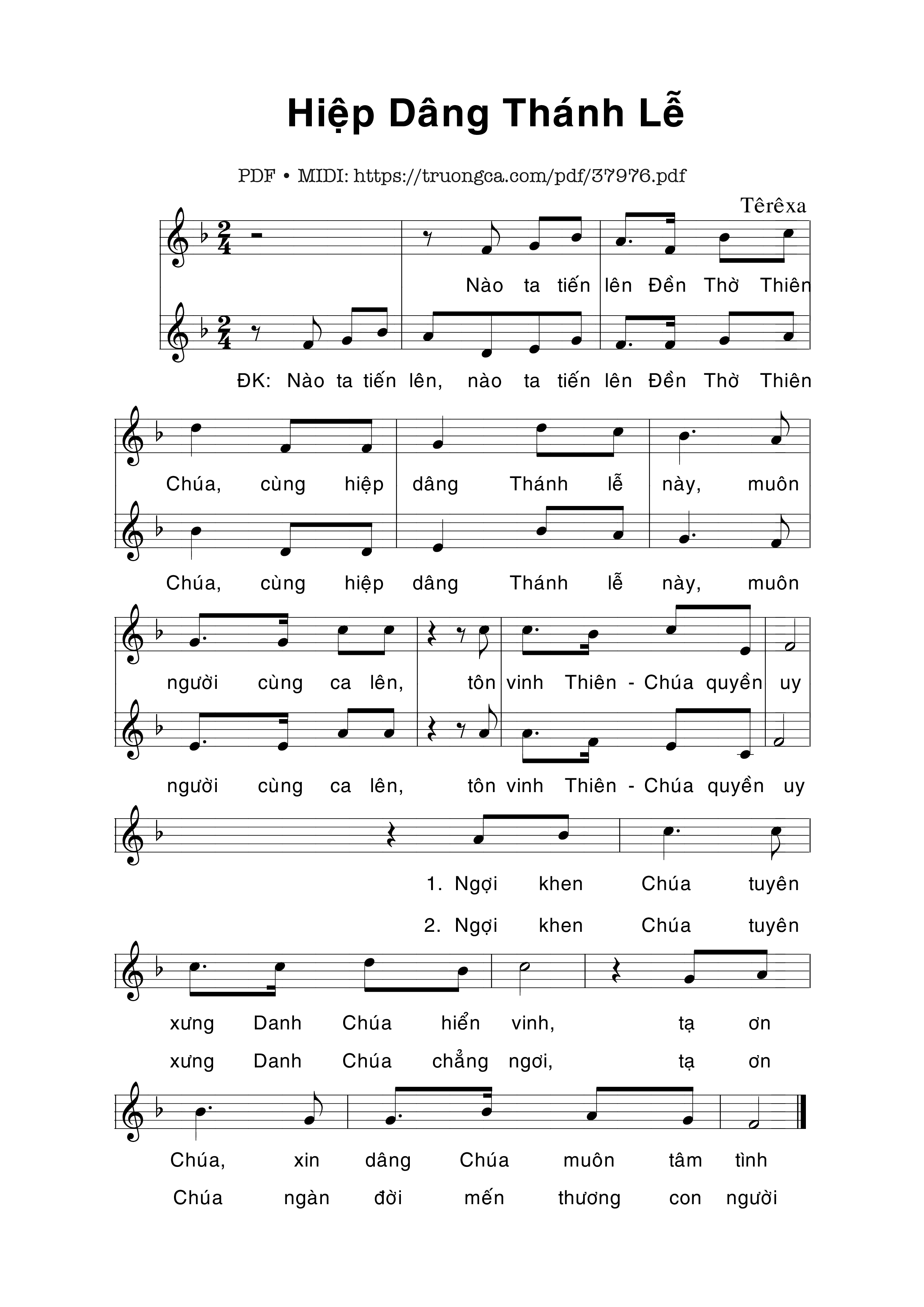 Trang 1 của Sheet nhạc PDF bài hát Hiệp Dâng Thánh Lễ - Têrêsa