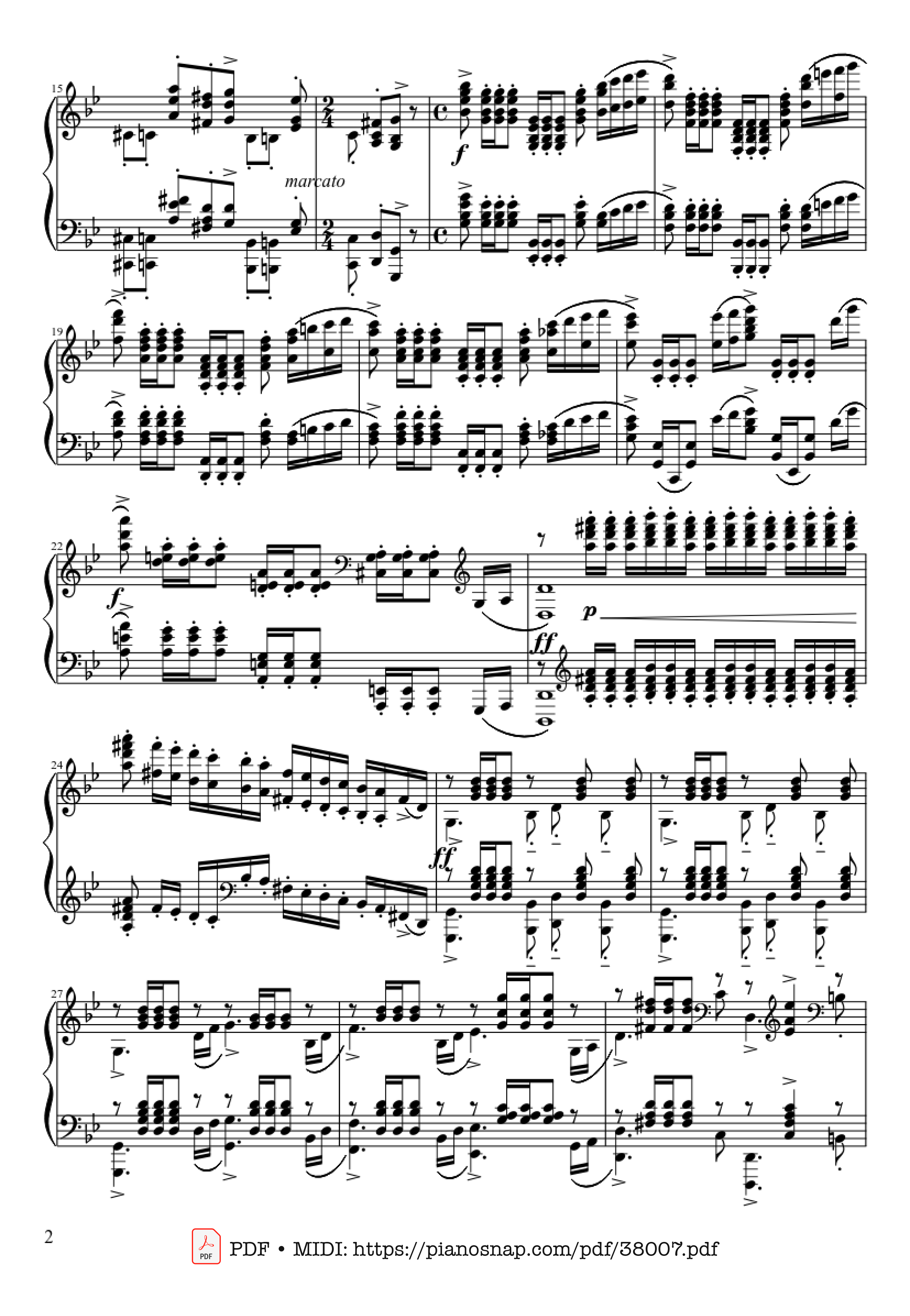 Trang 2 của Sheet nhạc PDF Piano bài hát Prélude Opus 23 No. 5 in G Minor Piano - Sergei Rachmaninoff