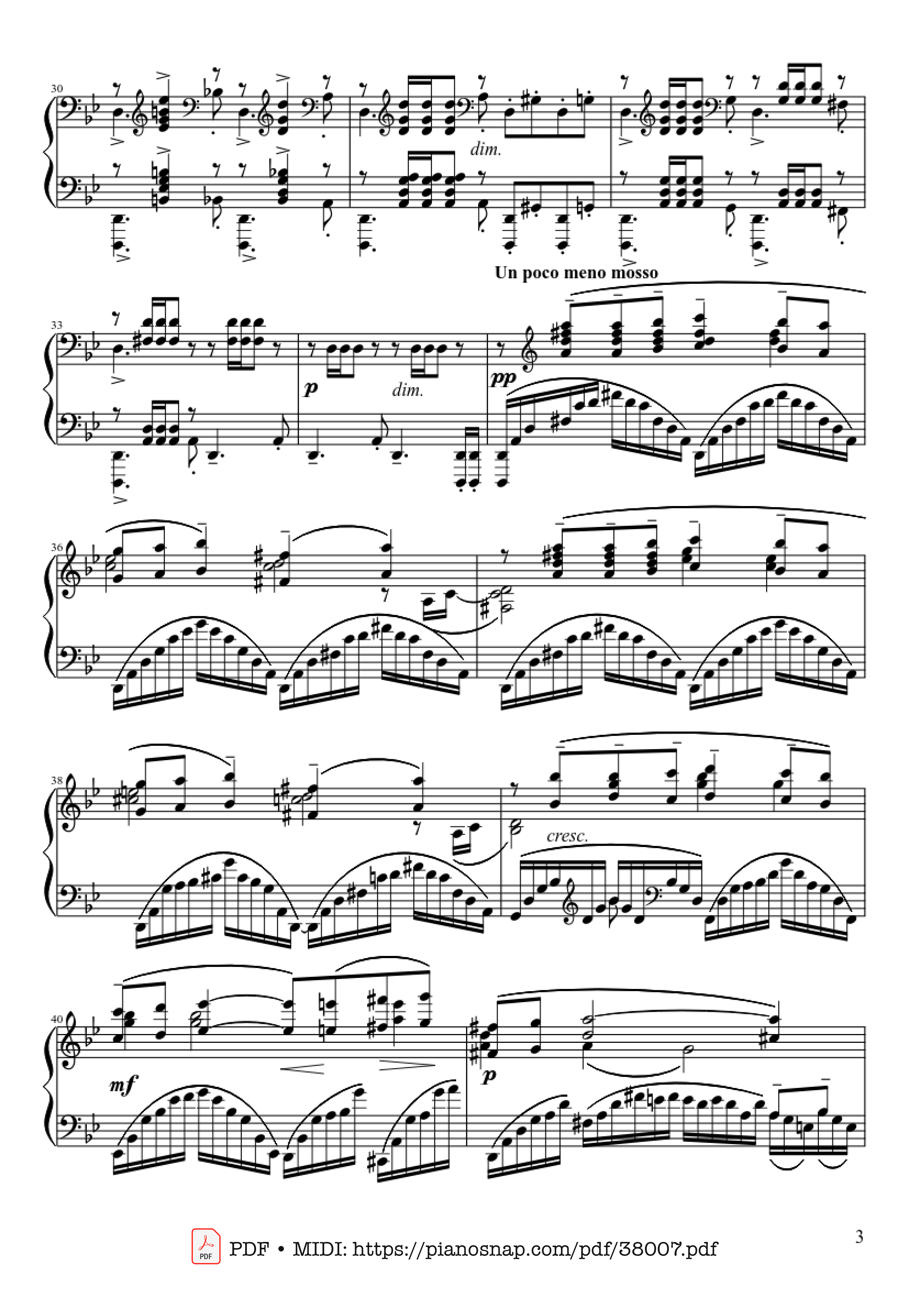 Trang 3 của Sheet nhạc PDF Piano bài hát Prélude Opus 23 No. 5 in G Minor Piano - Sergei Rachmaninoff