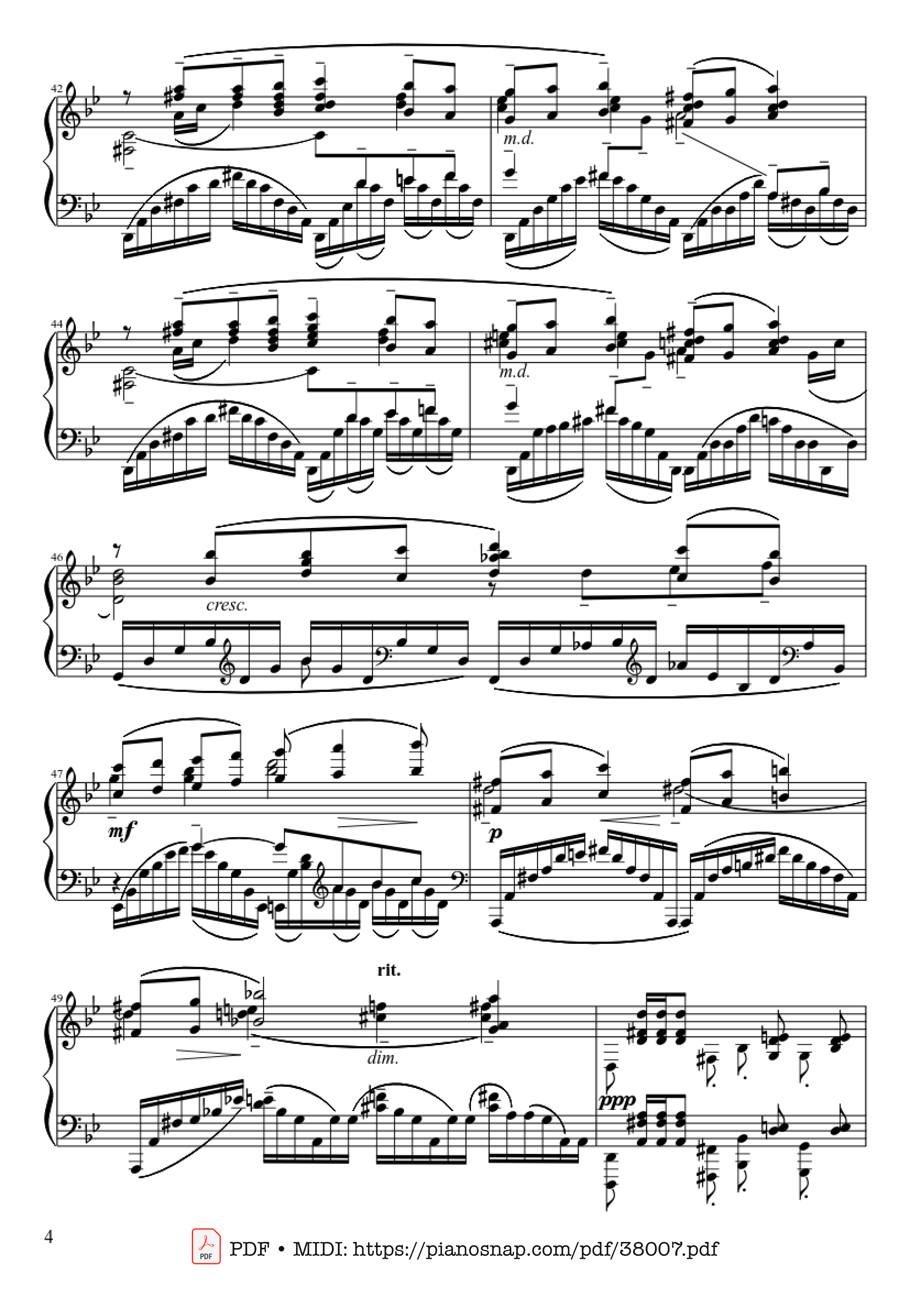 Trang 4 của Sheet nhạc PDF Piano bài hát Prélude Opus 23 No. 5 in G Minor Piano - Sergei Rachmaninoff