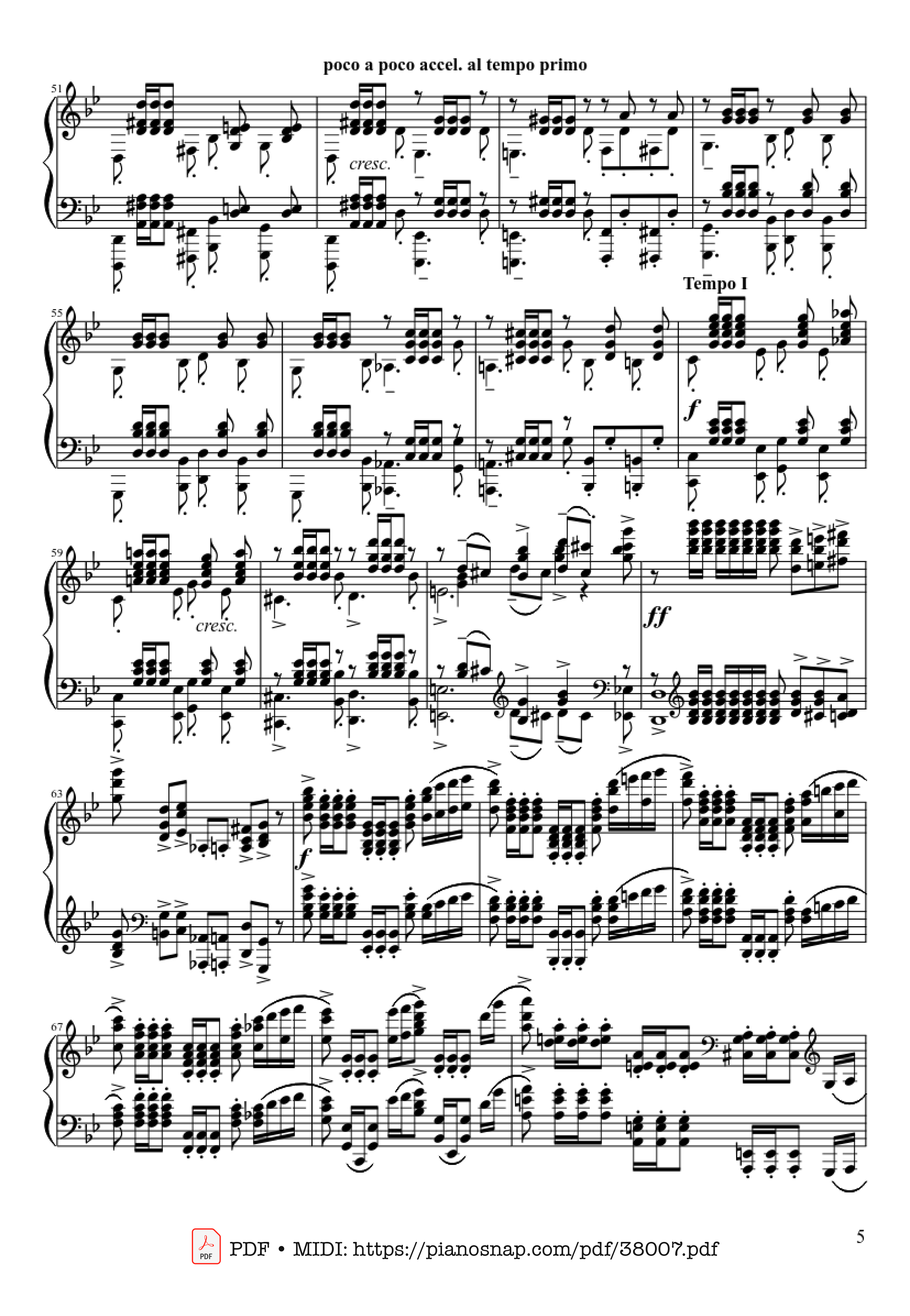 Trang 5 của Sheet nhạc PDF Piano bài hát Prélude Opus 23 No. 5 in G Minor Piano - Sergei Rachmaninoff