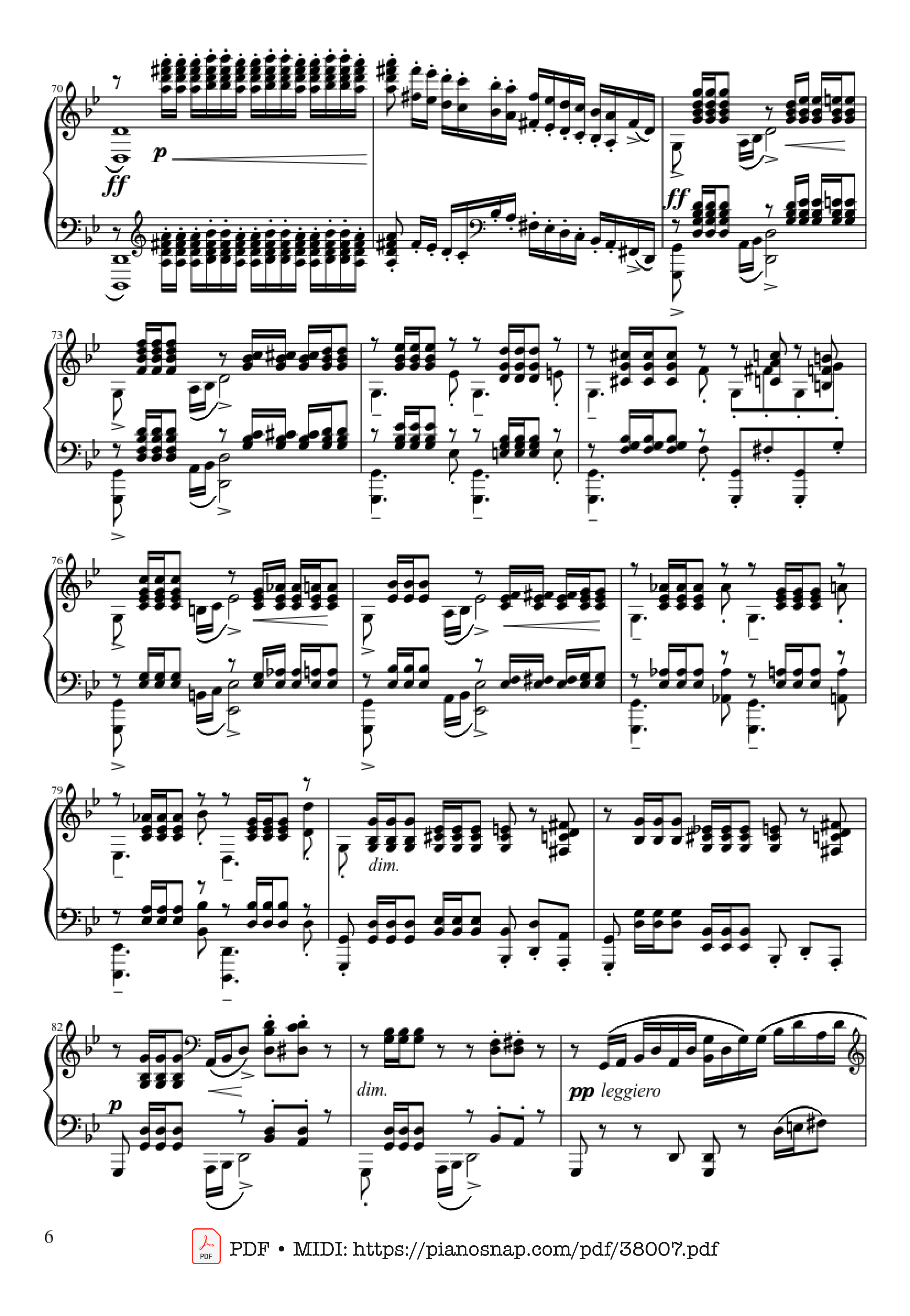 Trang 6 của Sheet nhạc PDF Piano bài hát Prélude Opus 23 No. 5 in G Minor Piano - Sergei Rachmaninoff