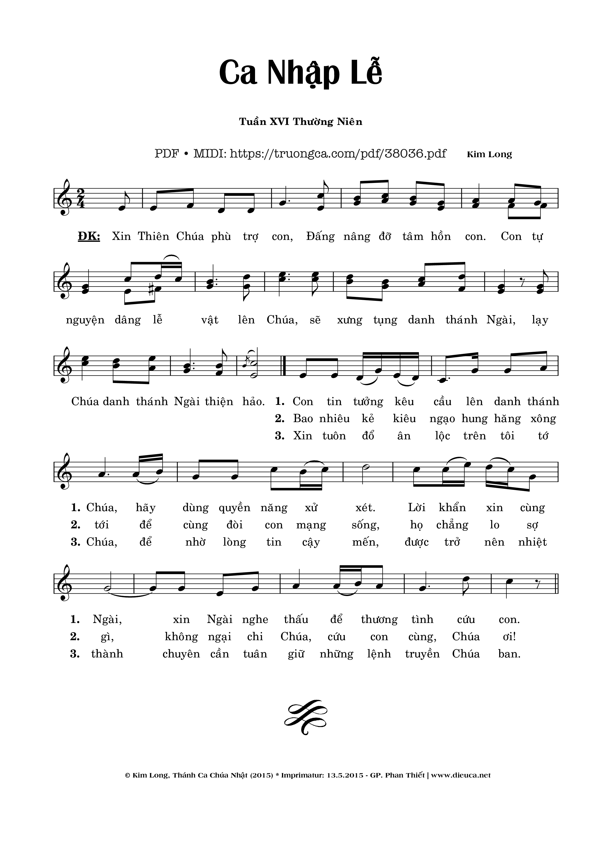 Trang 1 của Sheet nhạc PDF bài hát Ca Nhập Lễ Chúa Nhật 16 Thường Niên - Kim Long