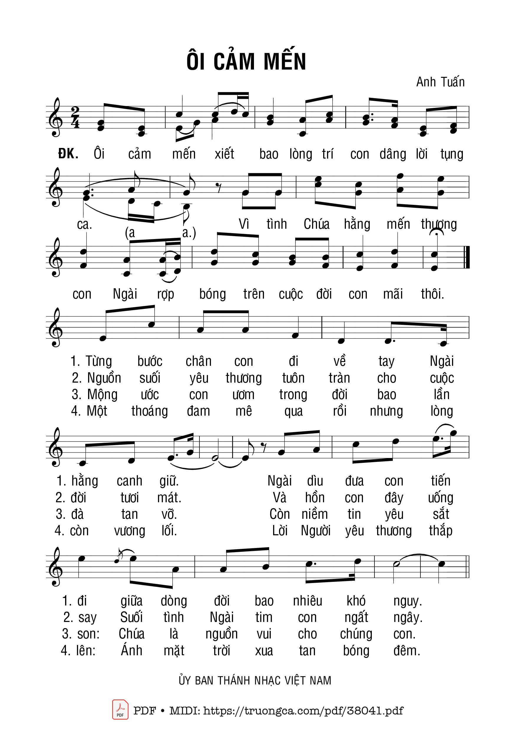 Trang 1 của Sheet nhạc PDF bài hát Ôi Cảm Mến - Anh Tuấn