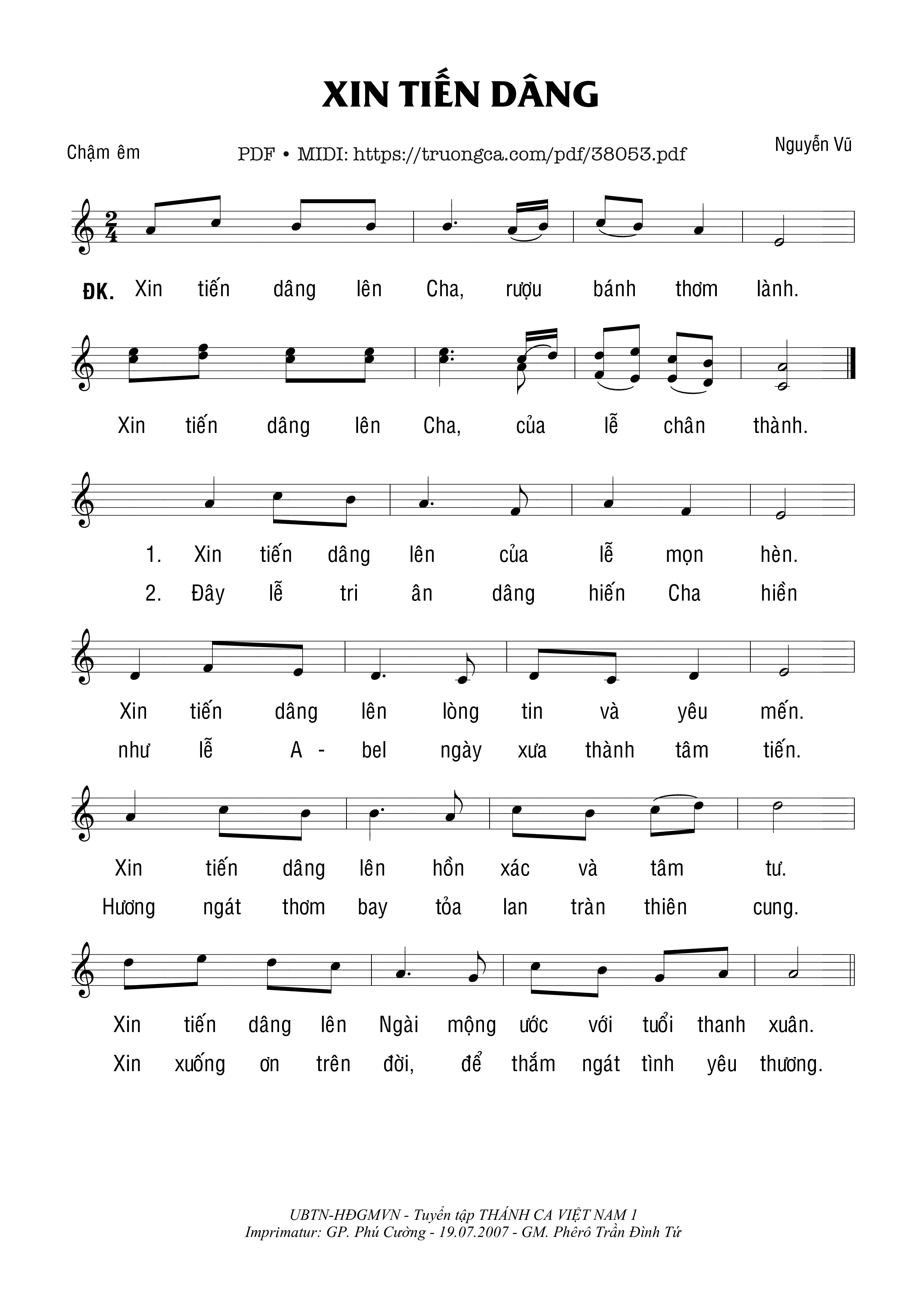 Trang 1 của Sheet nhạc PDF bài hát Xin Tiến Dâng - Nguyên Vũ