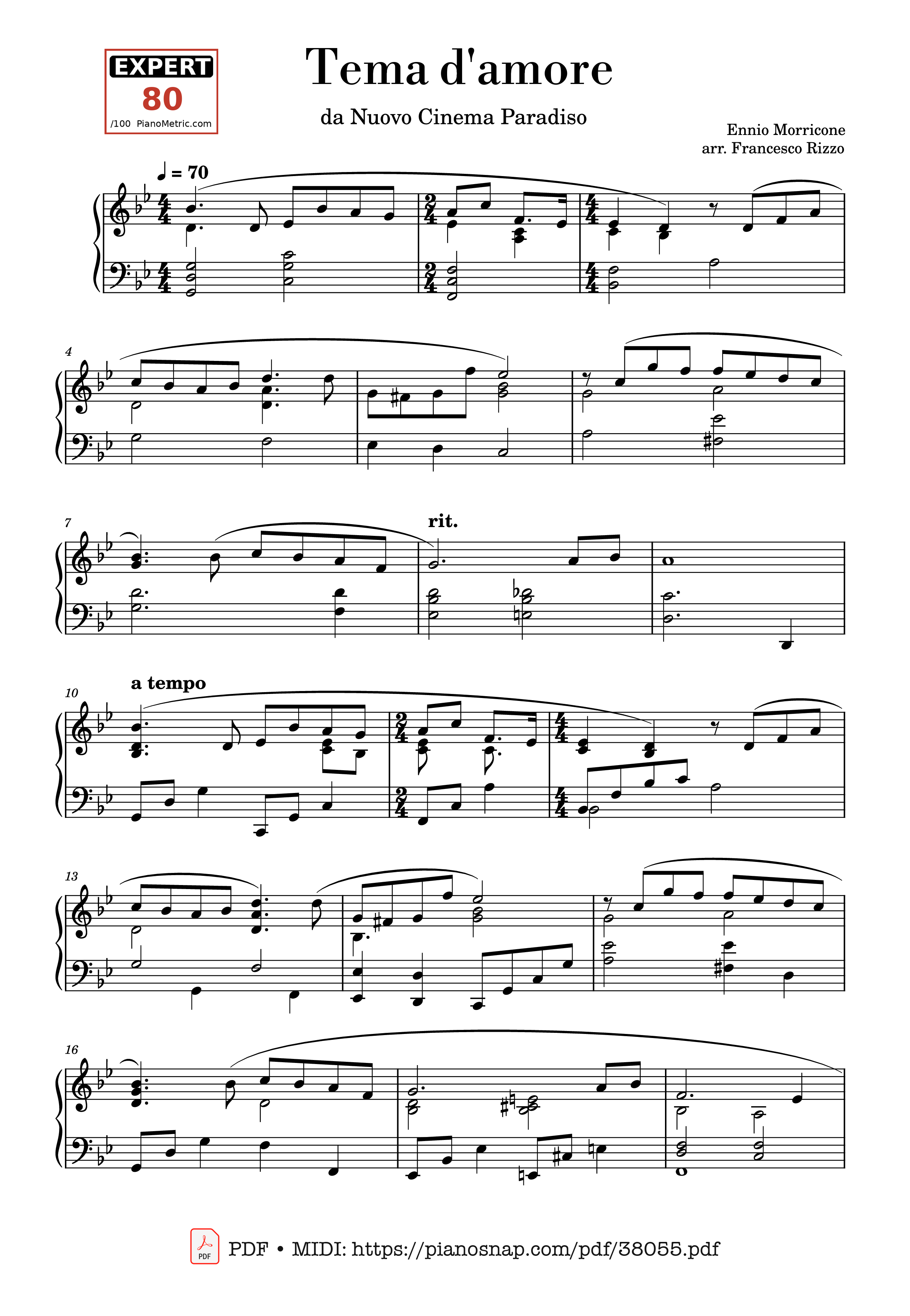 Trang 1 của Sheet nhạc PDF Piano bài hát Tema d