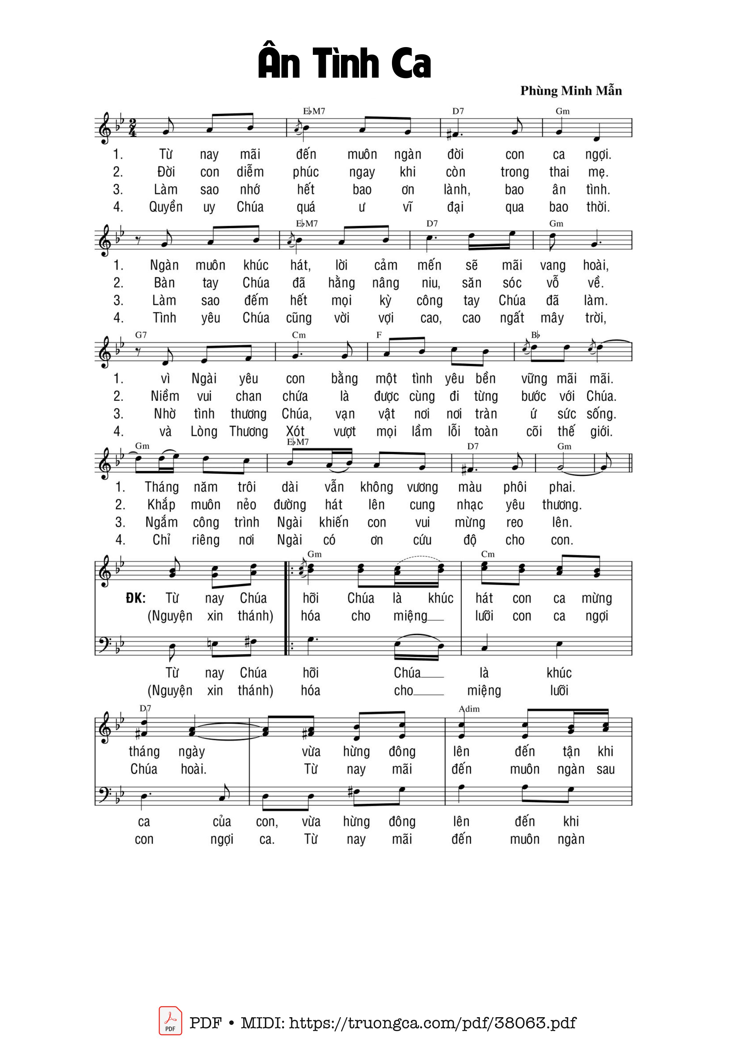 Trang 1 của Sheet nhạc PDF bài hát Ân Tình Ca - Phùng Minh Mẫn
