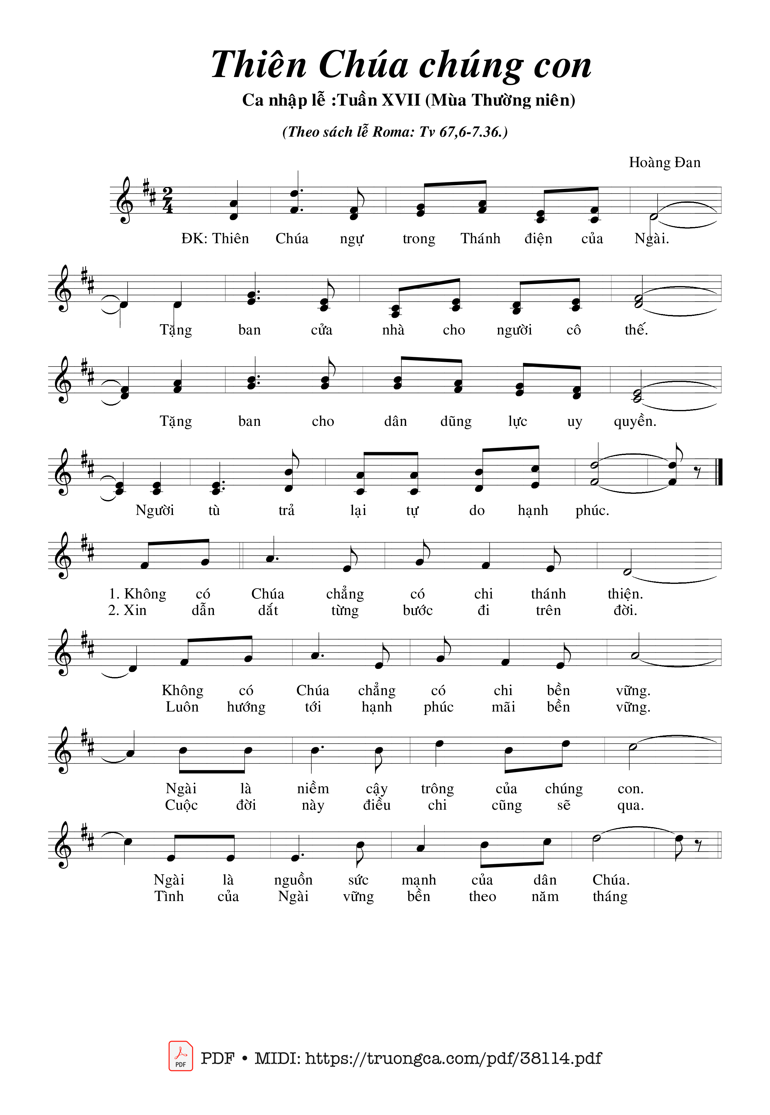 Trang 1 của Sheet nhạc PDF bài hát Thánh Vịnh 67, Thiên Chúa Chúng Con - Hoàng Đan