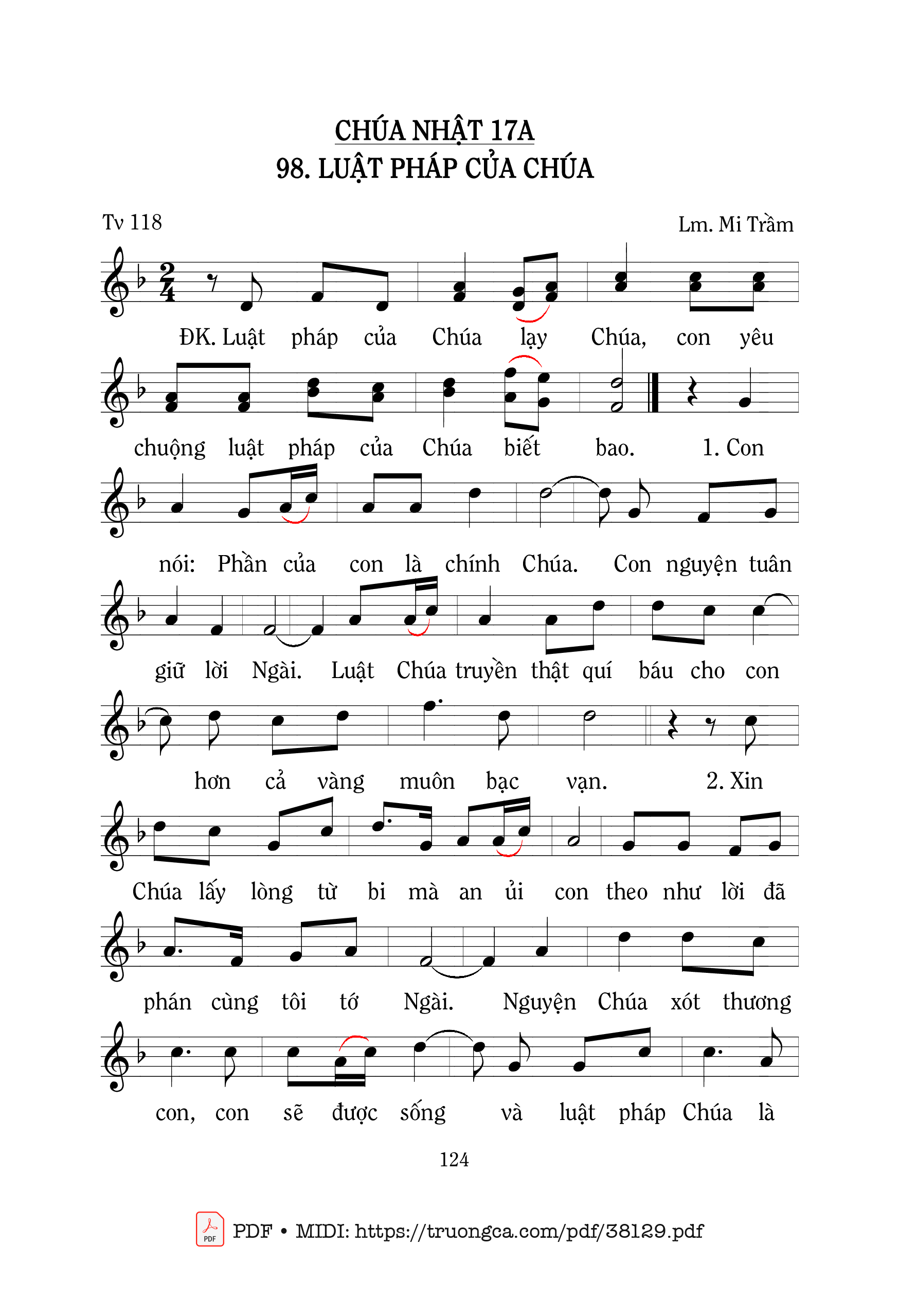 Trang 1 của Sheet nhạc PDF bài hát Thánh Vịnh 118, Luật Pháp Của Chúa - Mi Trầm