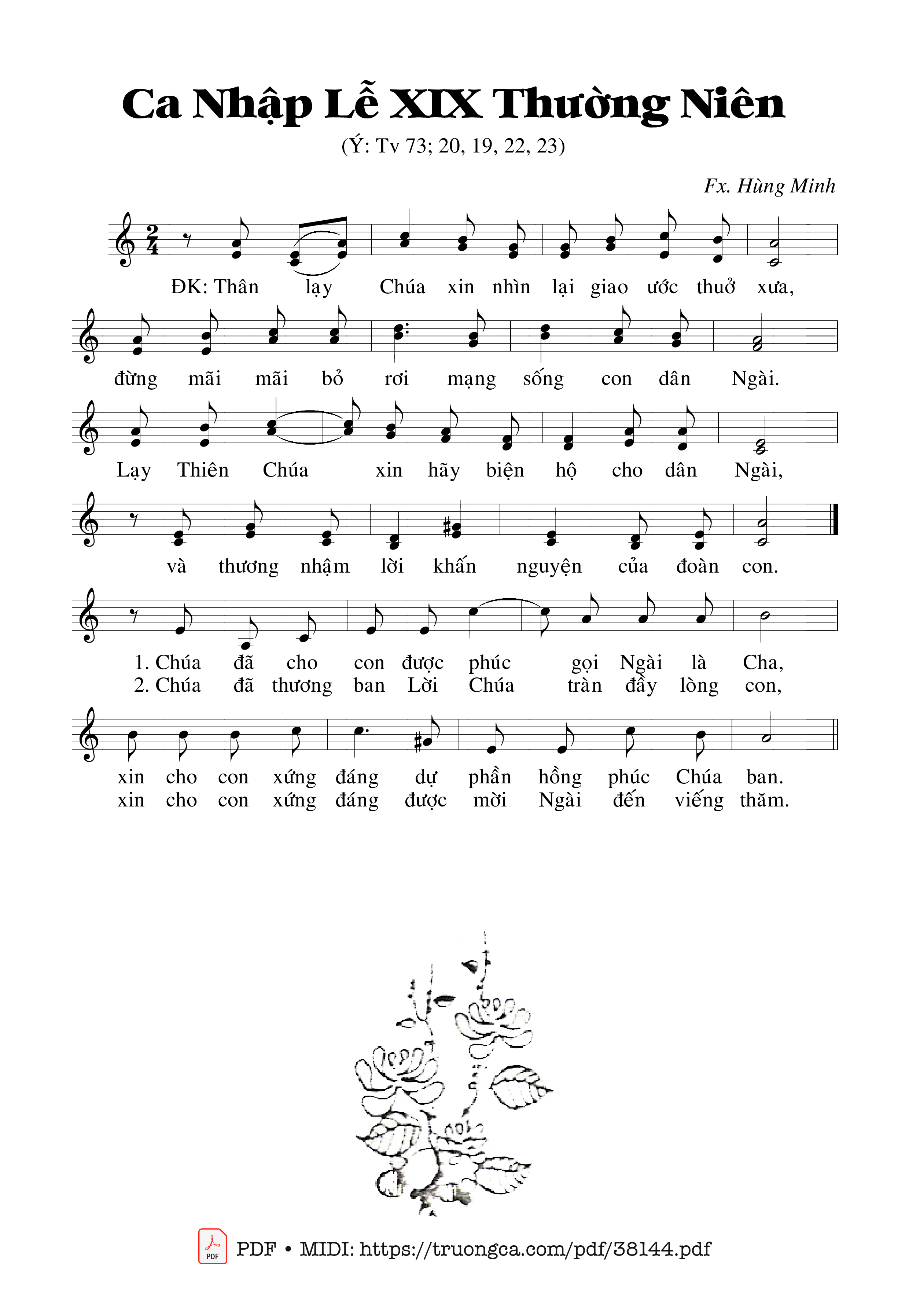 Trang 1 của Sheet nhạc PDF bài hát Thánh Vịnh 73, Ca Nhập Lễ 19 Thường Niên - Hùng Minh
