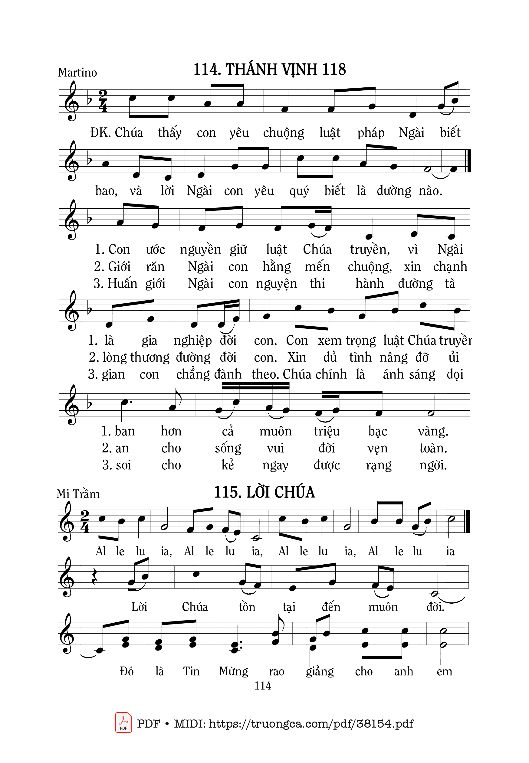 Trang 1 của Sheet nhạc PDF bài hát Thánh Vịnh 118, Chúa Nhật 17A Thường Niên - Martino