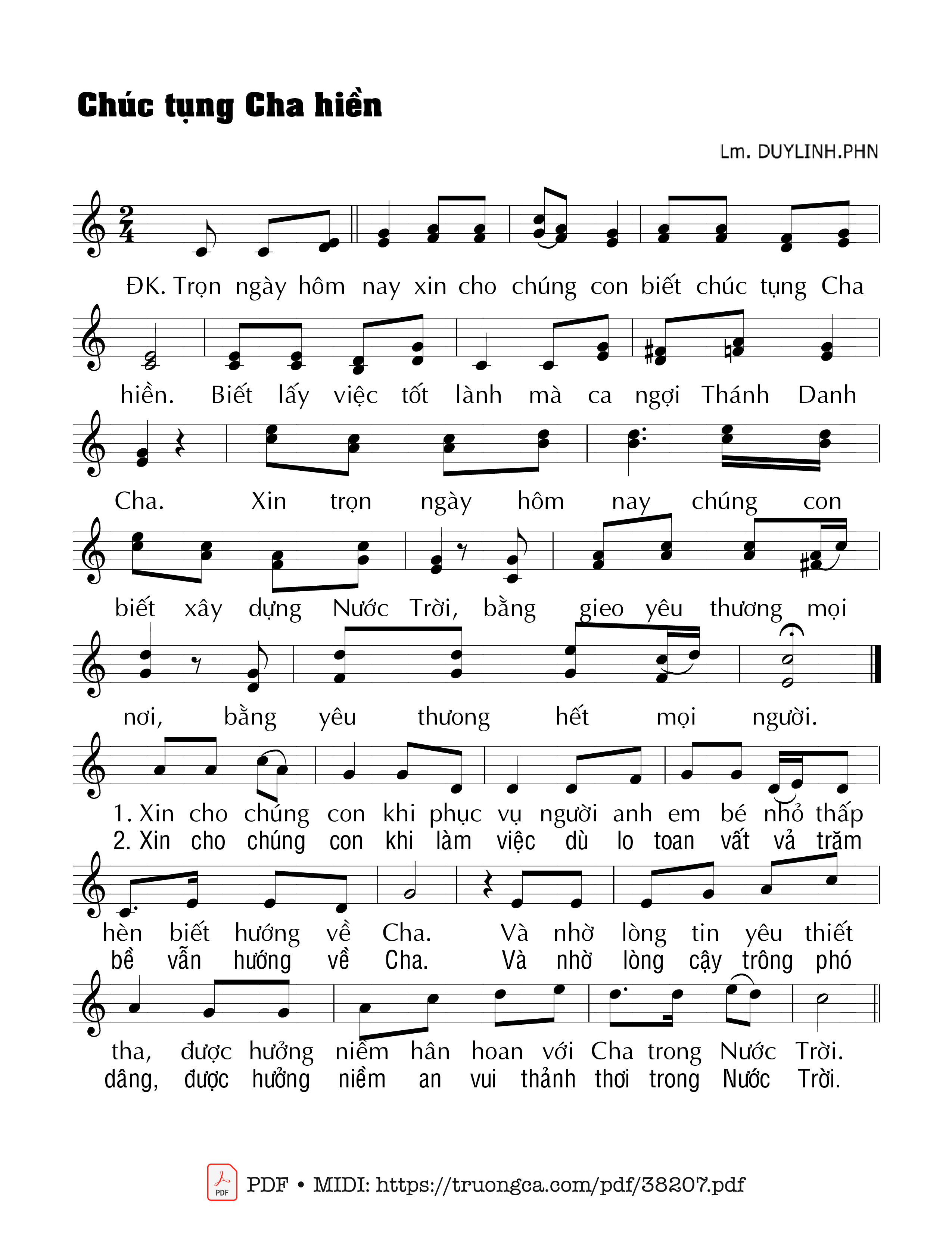 Trang 1 của Sheet nhạc PDF bài hát Chúc Tụng Cha Hiền - Duy Linh Phn