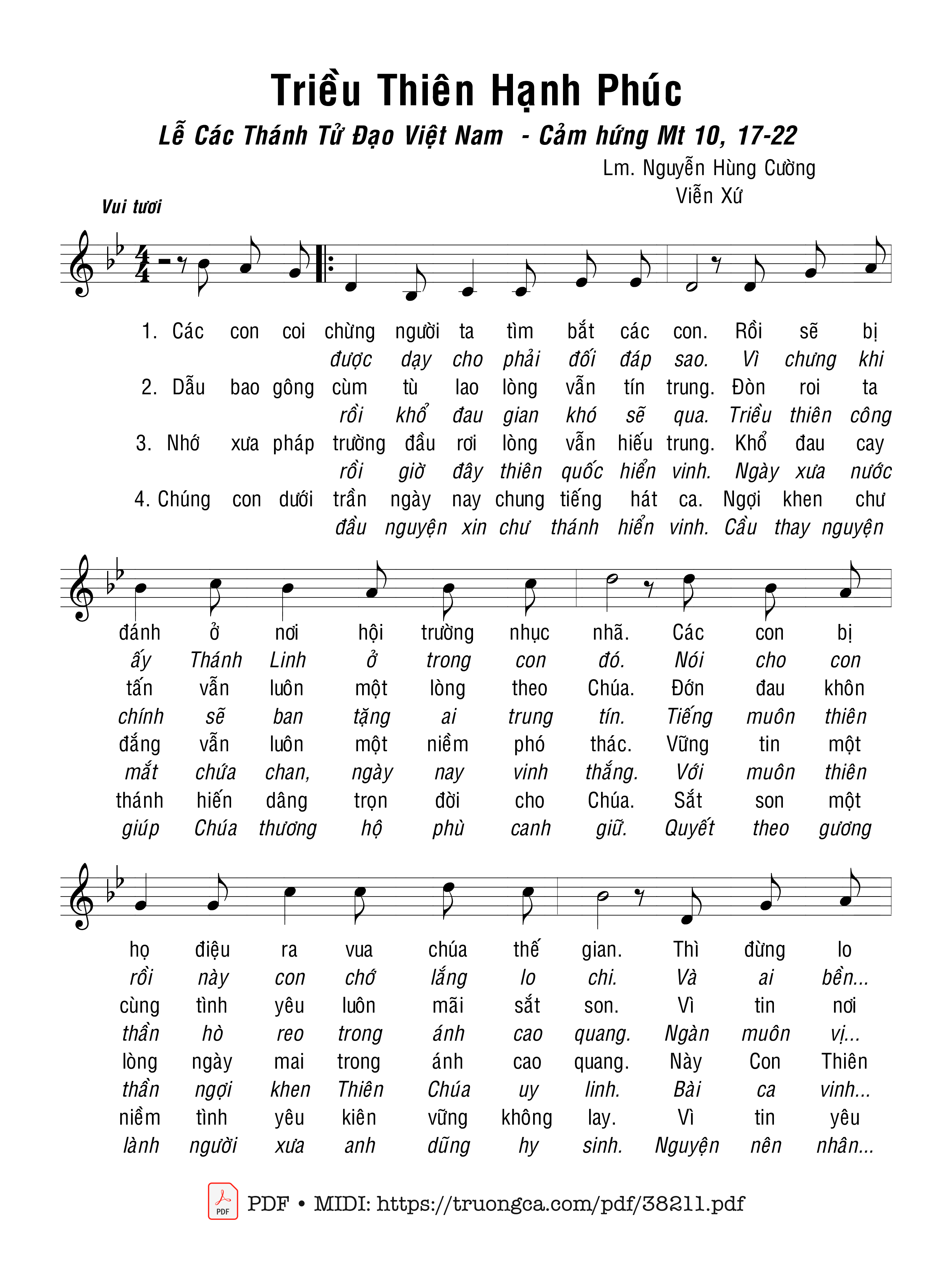 Trang 1 của Sheet nhạc PDF bài hát Triều Thiên Hạnh Phúc - Nguyễn Hùng Cường &Amp; Viễn Xứ