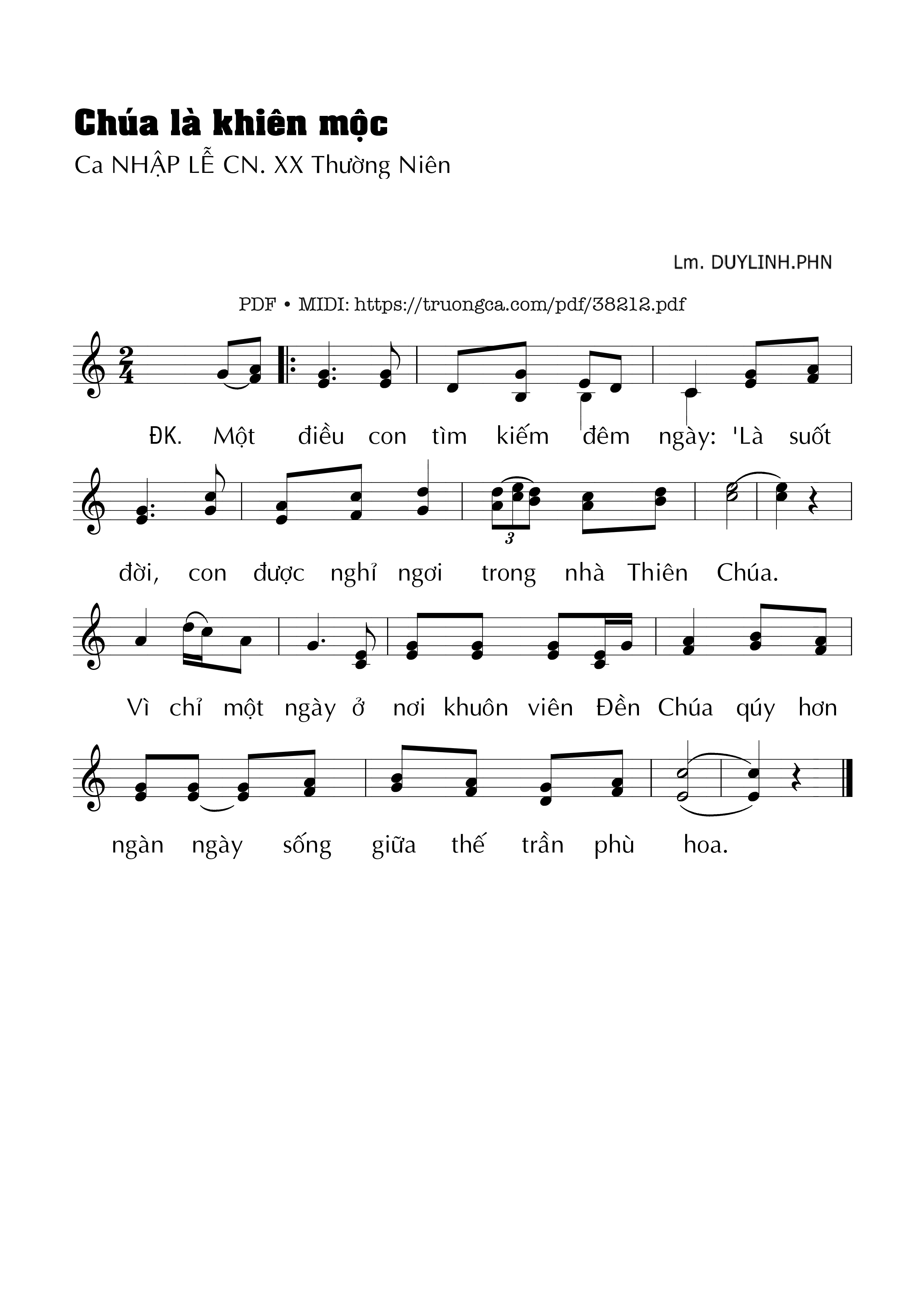 Trang 1 của Sheet nhạc PDF bài hát Thánh Vịnh 83, Chúa Là Khiên Mộc - Duy Linh Phn
