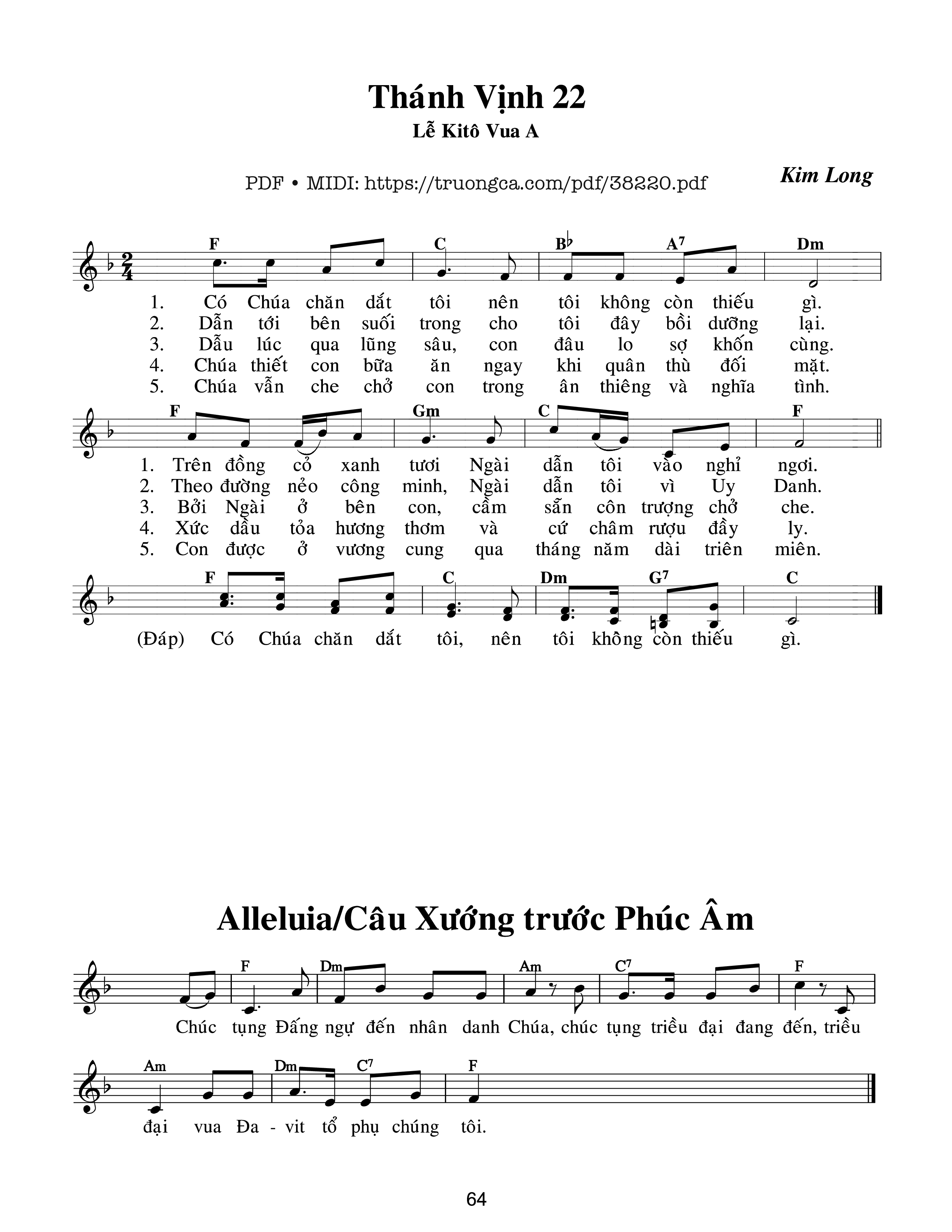 Trang 1 của Sheet nhạc PDF bài hát Thánh Vịnh 22, Lễ Chúa Kitô Vua Năm A - Kim Long