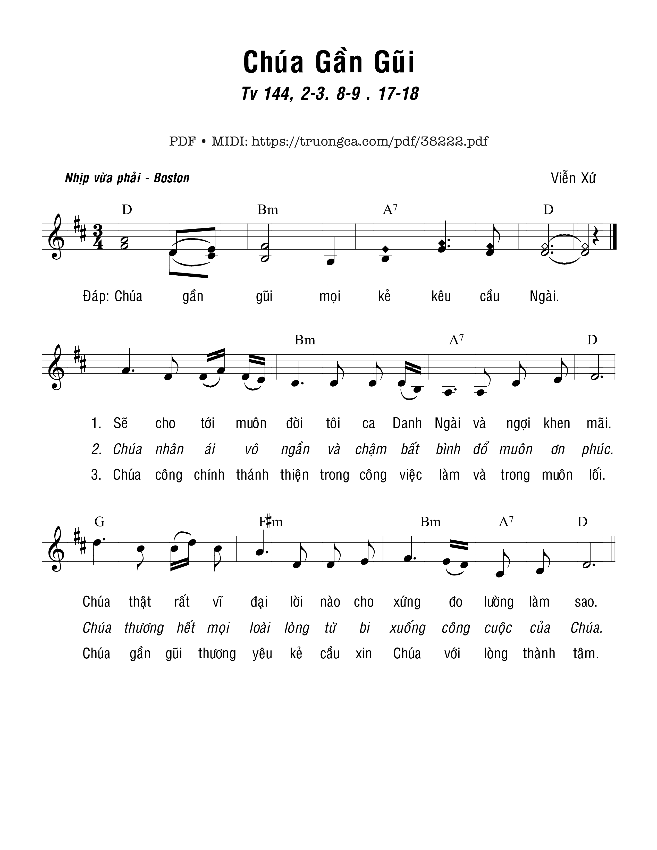 Trang 1 của Sheet nhạc PDF bài hát Thánh Vịnh 144, Chúa Gần Gũi - Viễn Xứ
