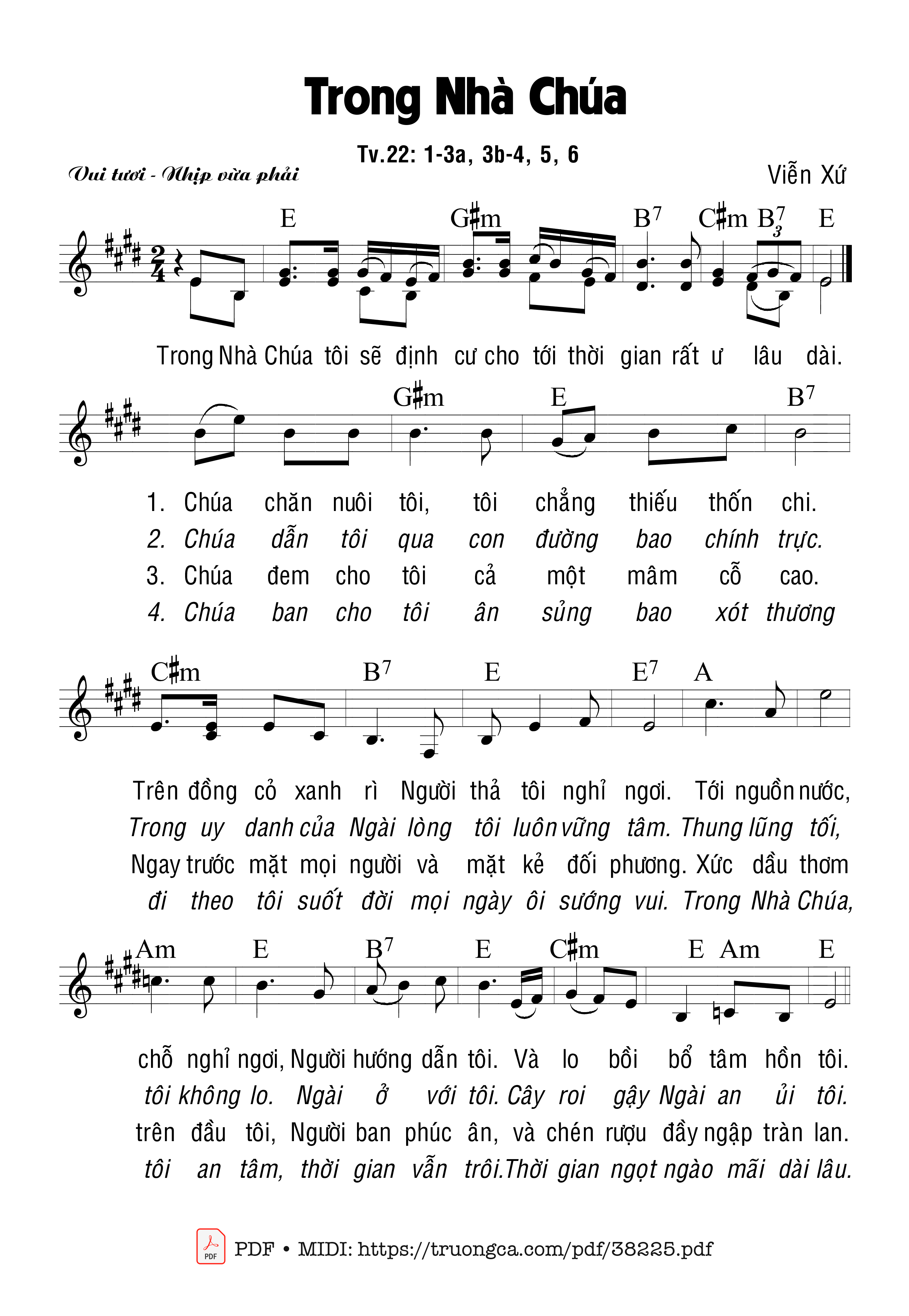 Trang 1 của Sheet nhạc PDF bài hát Thánh Vịnh 22, Trong Nhà Chúa - Viễn Xứ