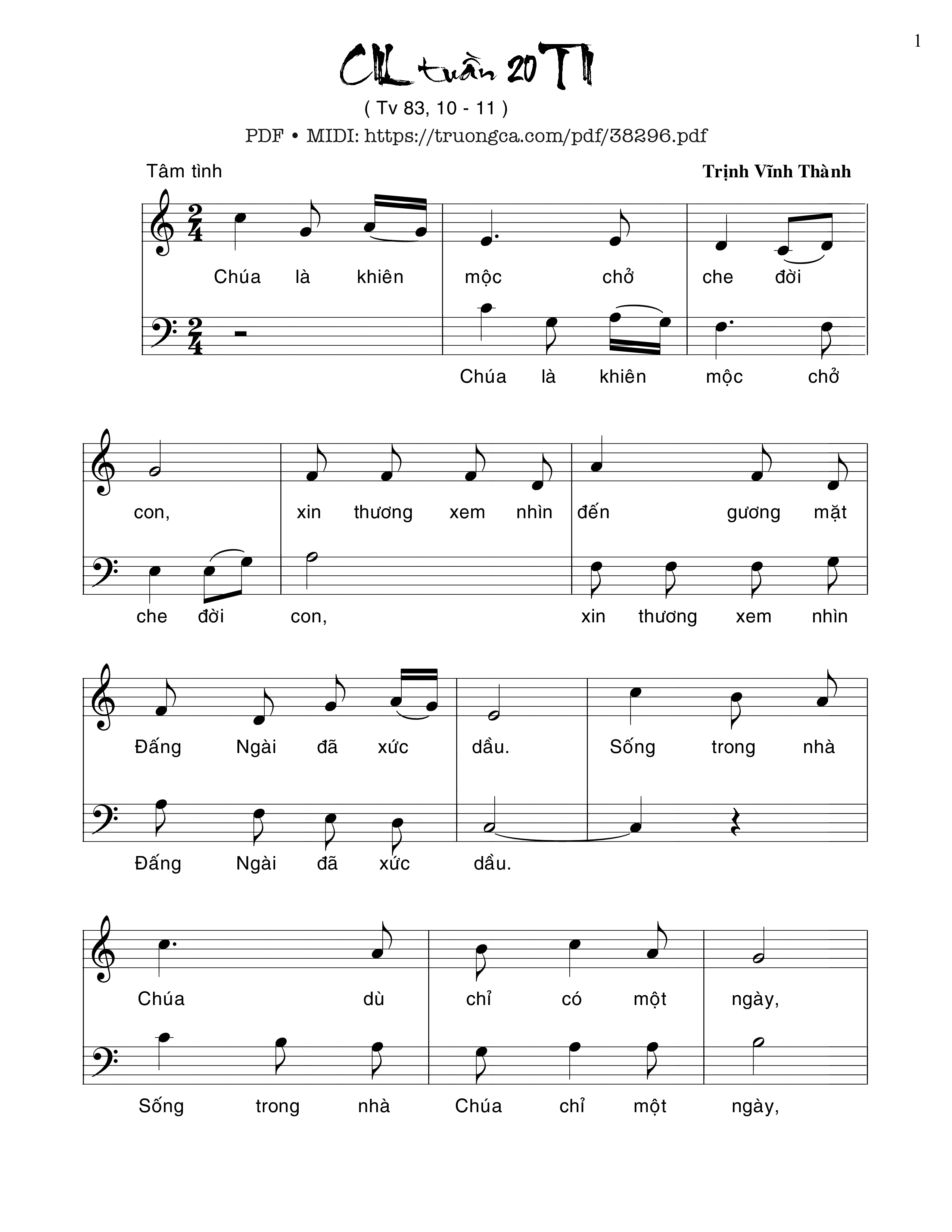 Trang 1 của Sheet nhạc PDF bài hát Thánh Vịnh 83, Ca Nhập Lễ Chúa Nhật 20 Thường Niên - Trịnh Vĩnh Thành